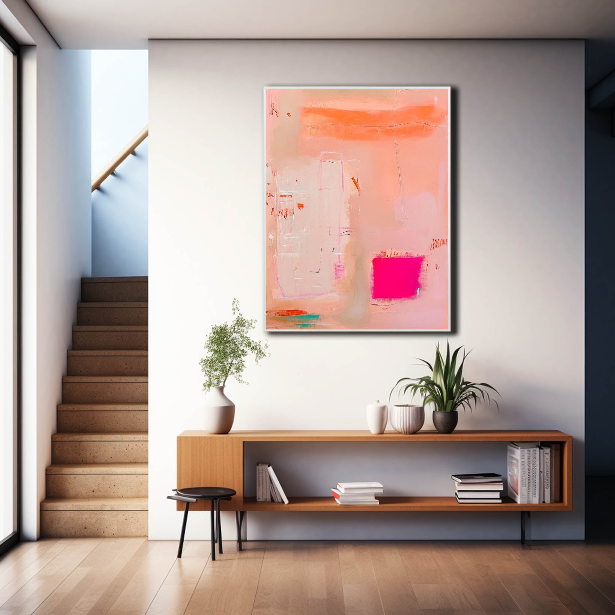 Wall Art Abstract Soft Pastel Block Playful