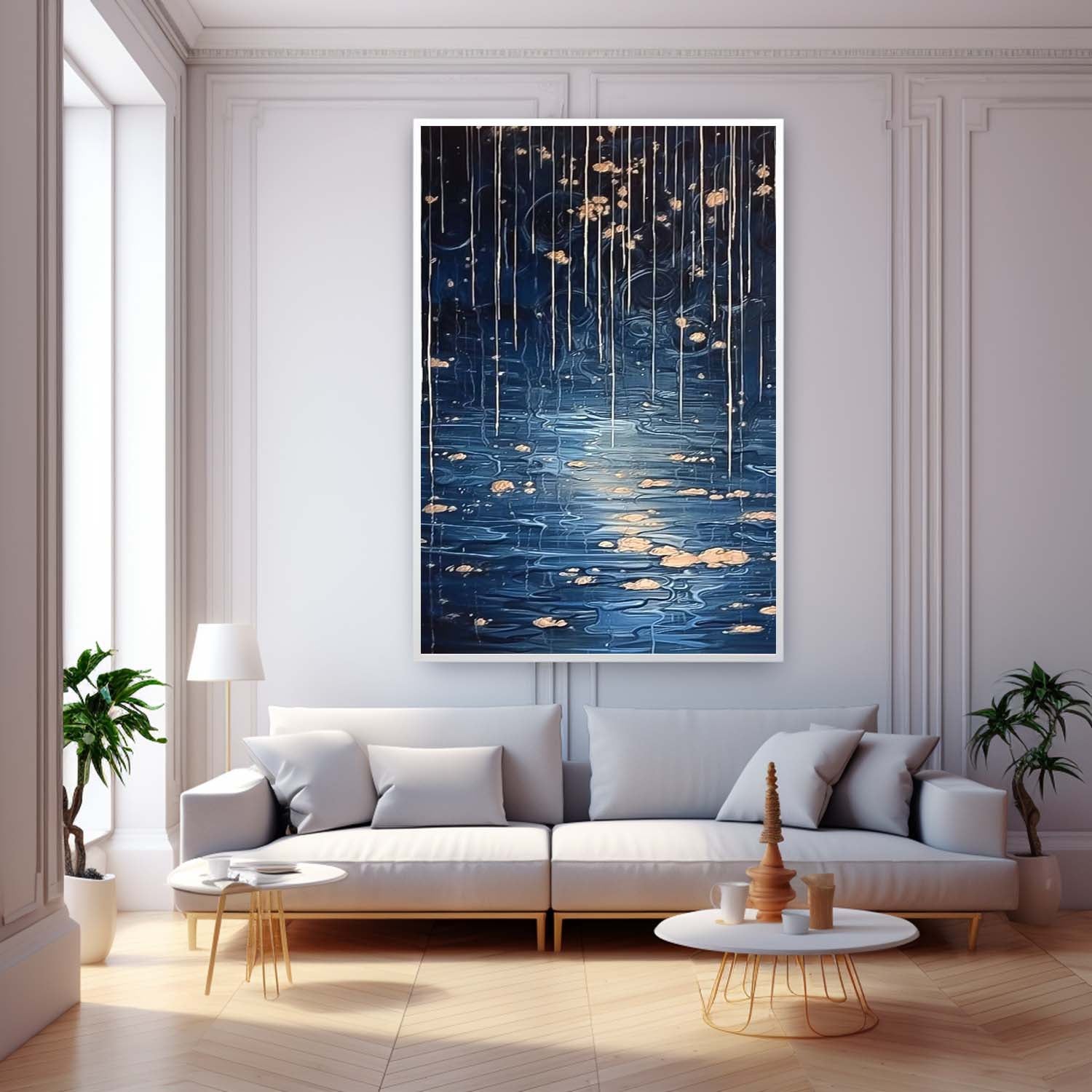 Wall Art Impasto Abstract Night Dreamy Waterfall