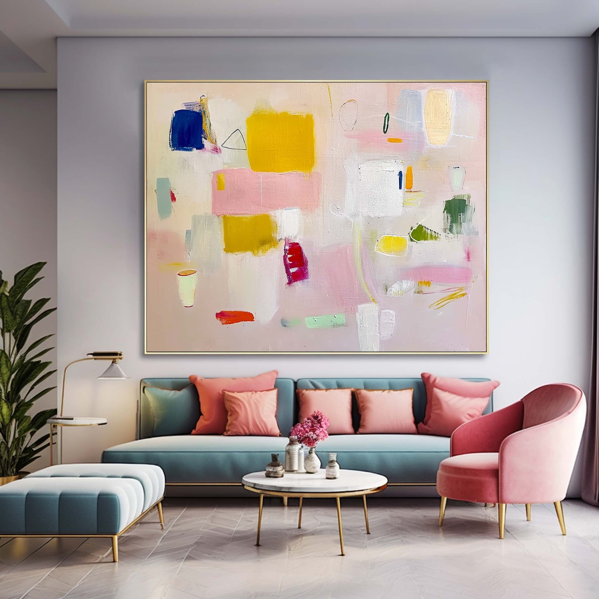 Wall Art Soft Pastel Abstract Impasto Serene