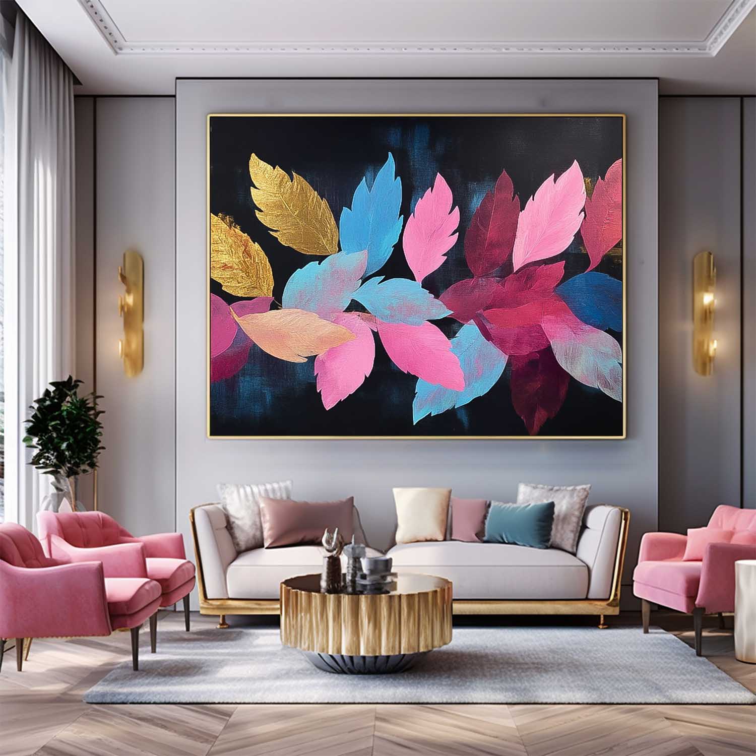 Wall Art Flower Design Colorful Leaf