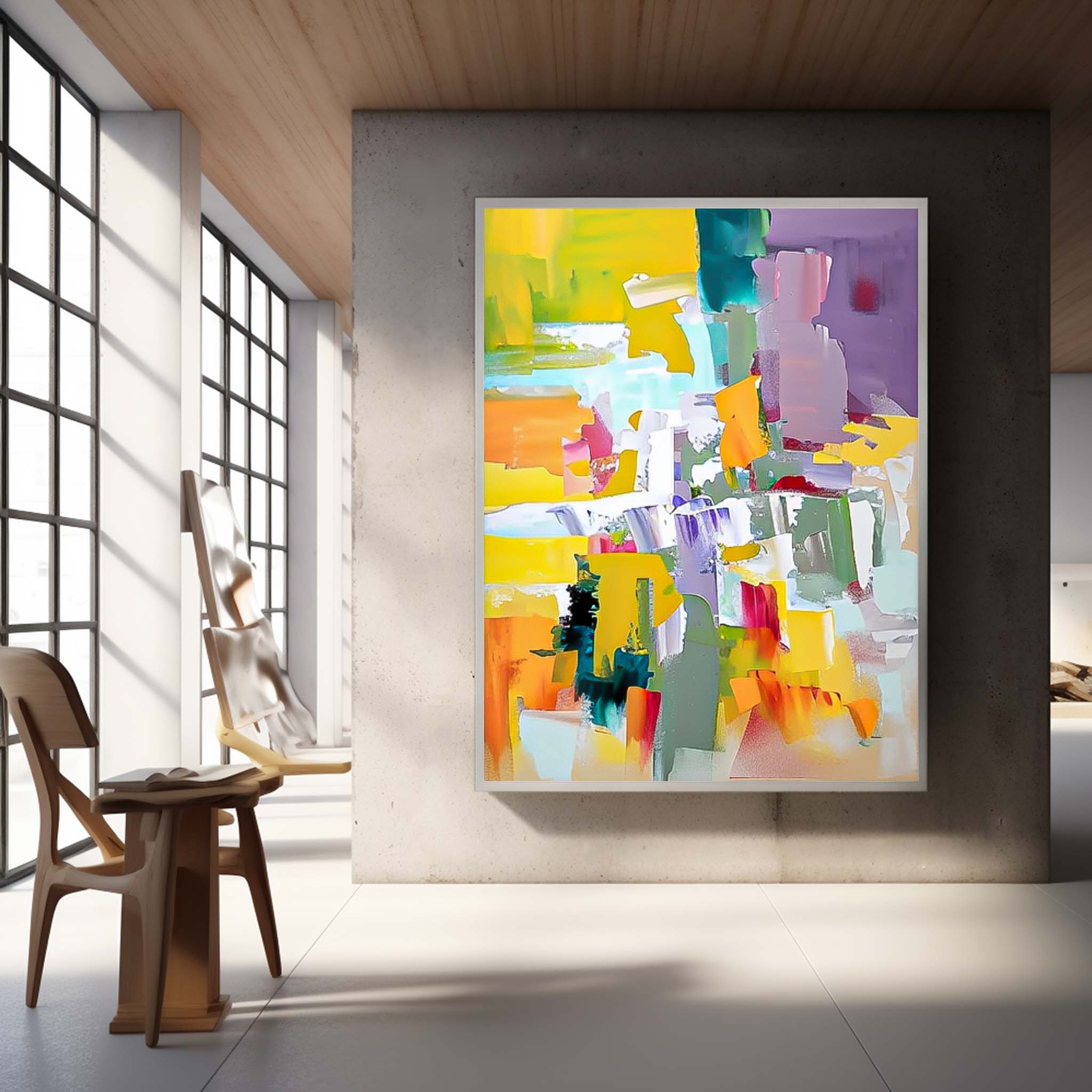 Wall Art Vivid Yellow Abstract Energetic Lively