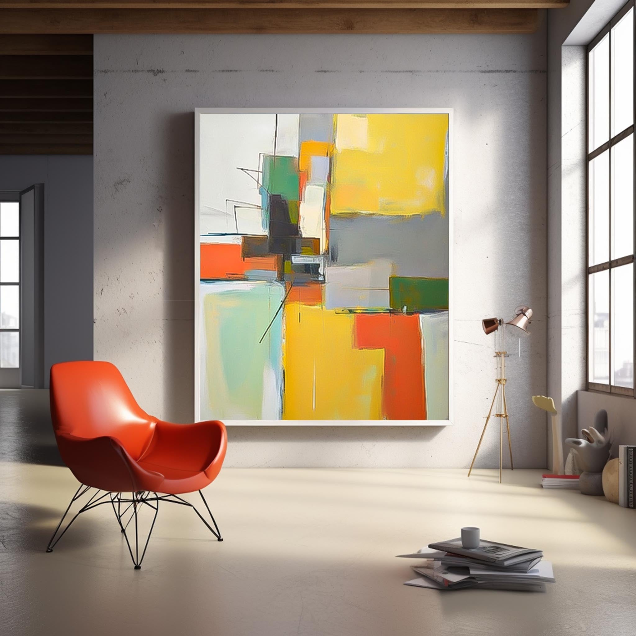 Wall Art Geometric Abstract Block Modern Soft