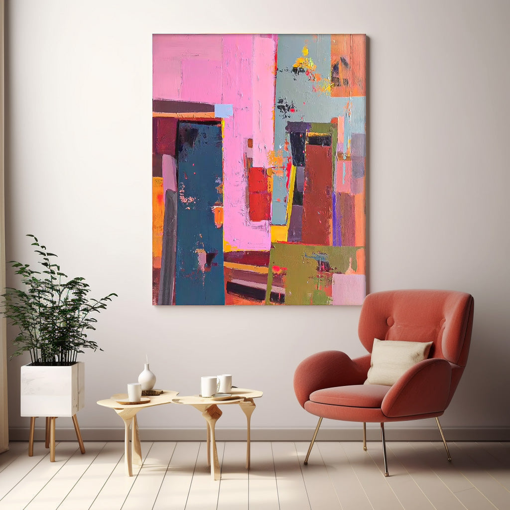 Wall Art Abstract Geometric Maximalist Block
