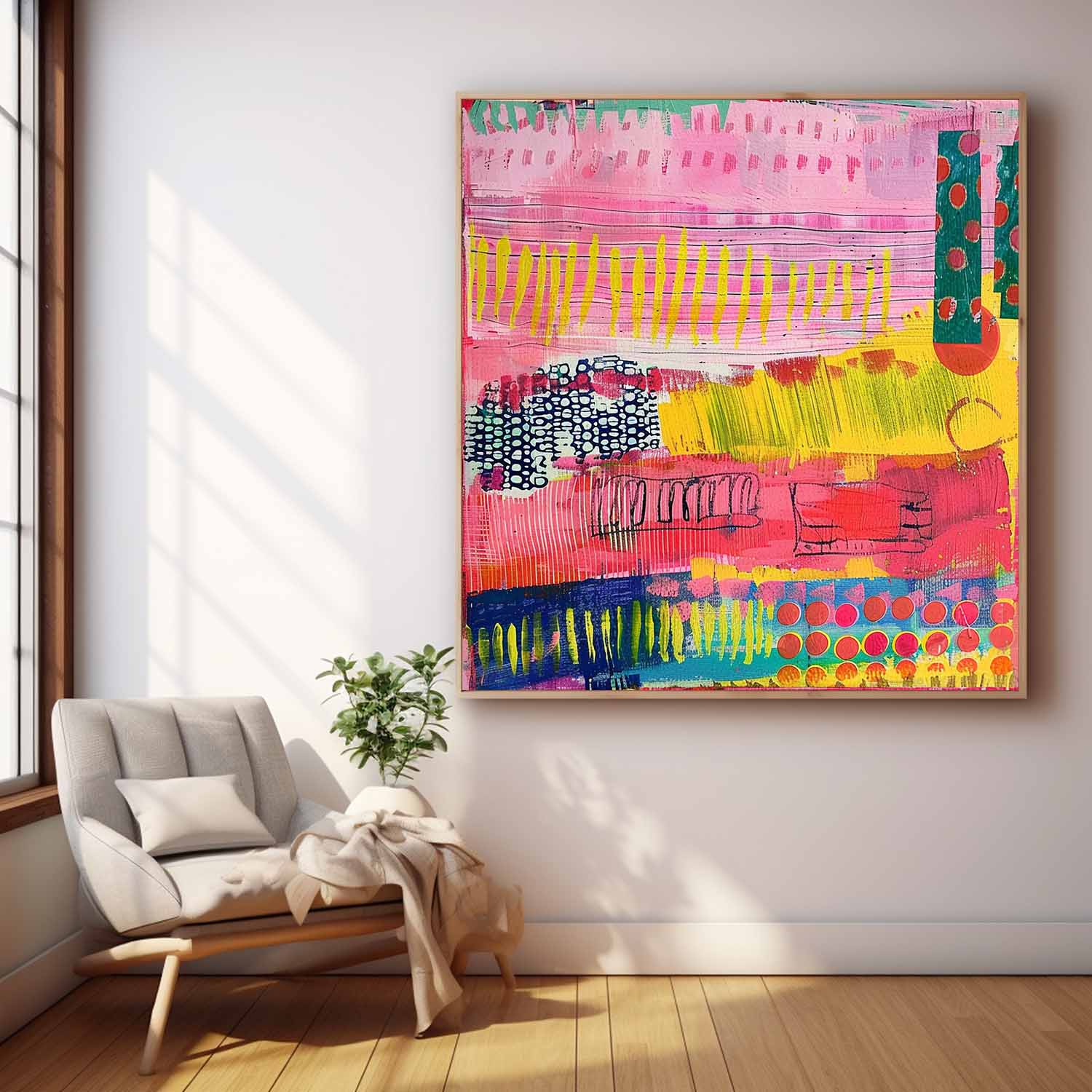 Wall Art Abstract Mixed Media Collage Bohemian