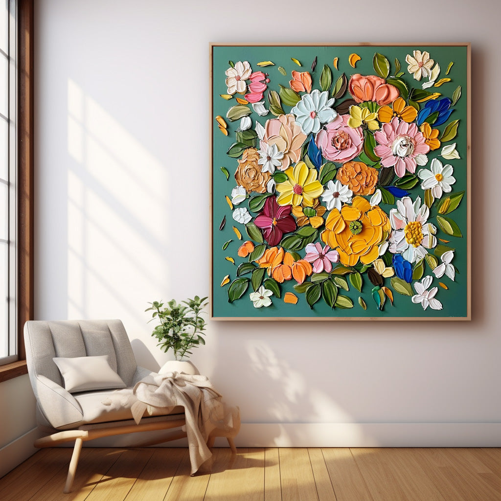 Wall Art Impasto Flower Contemporary Cheerful