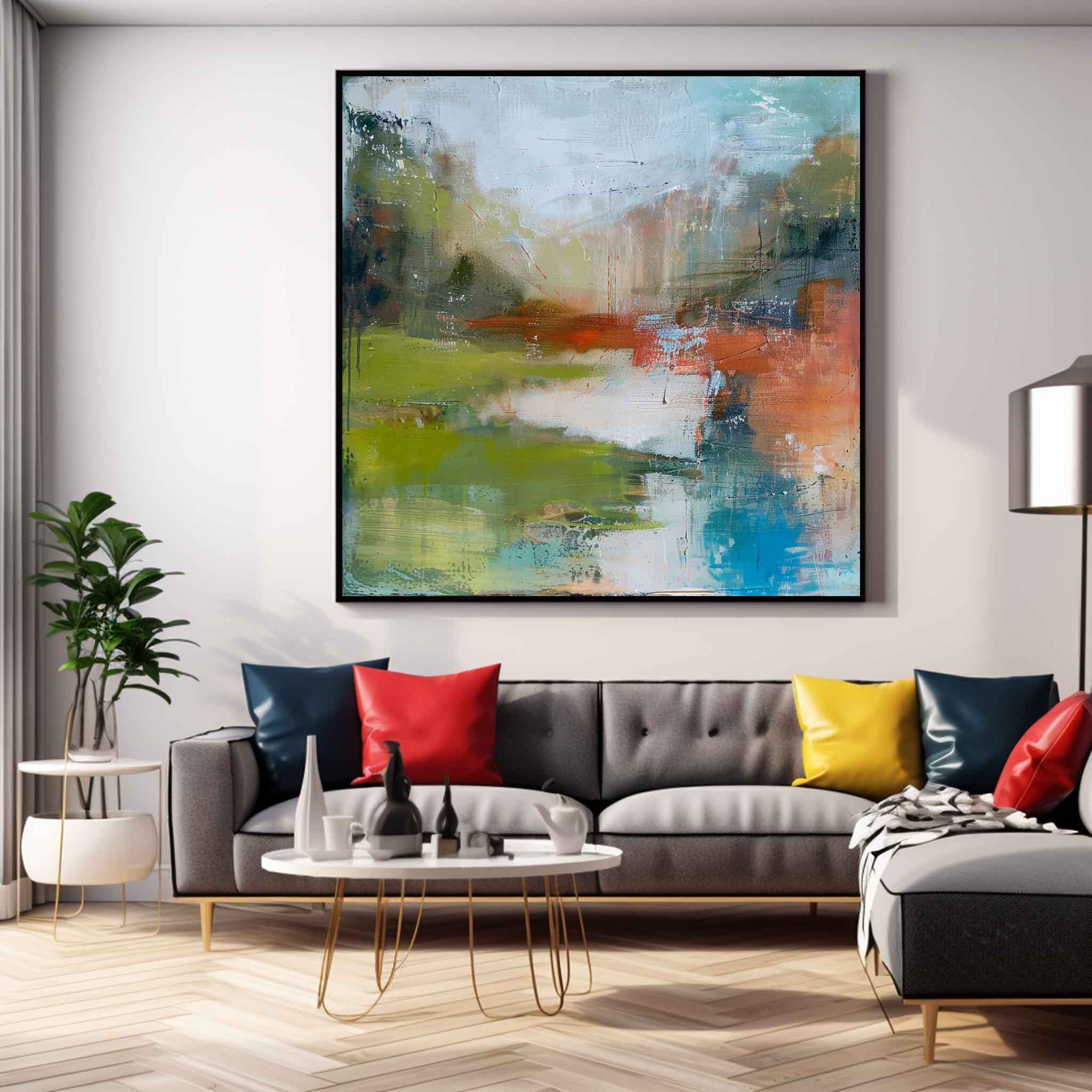 Wall Art Abstract Mountain Lake Reflection