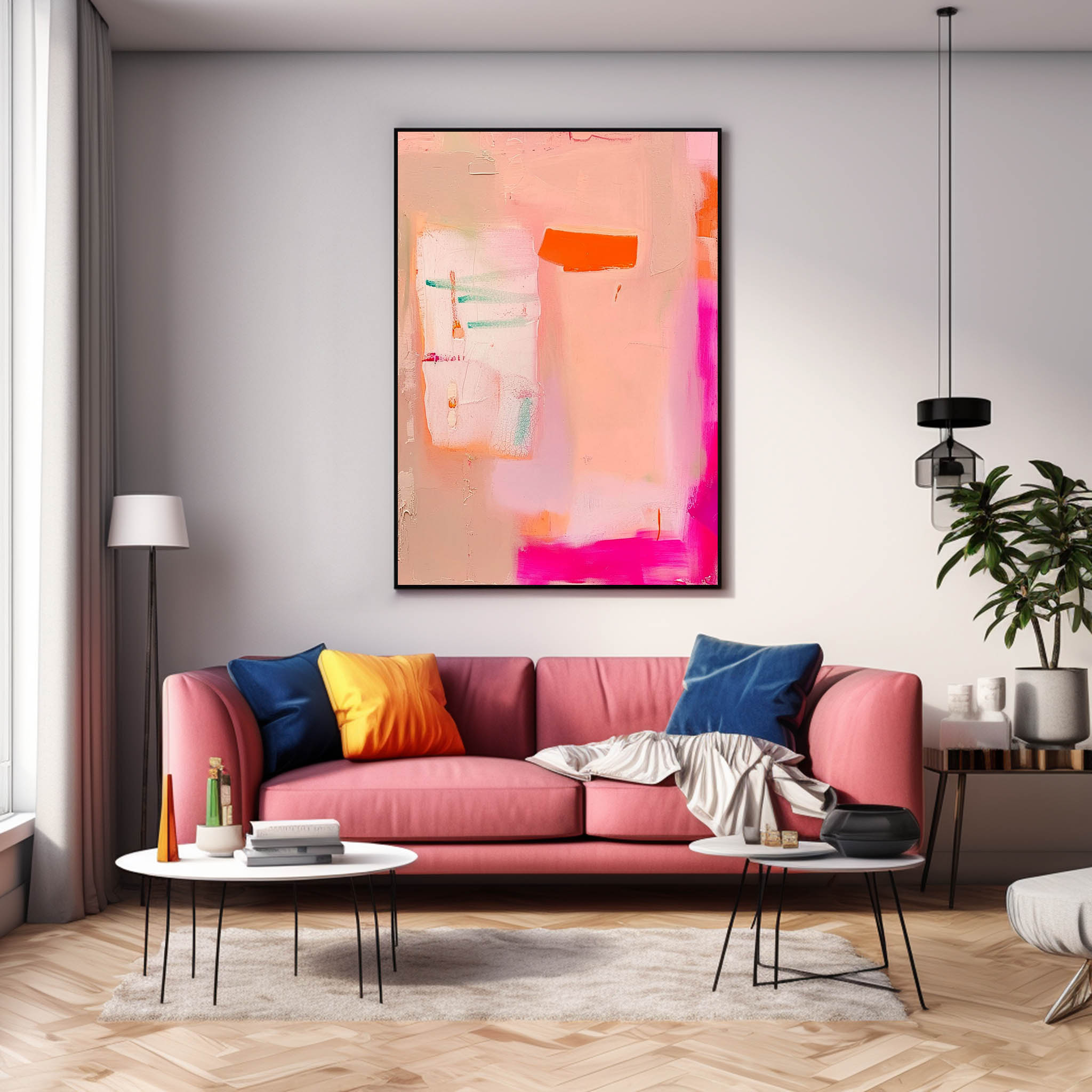 Wall Art Pastel Color Abstract Decor Impasto