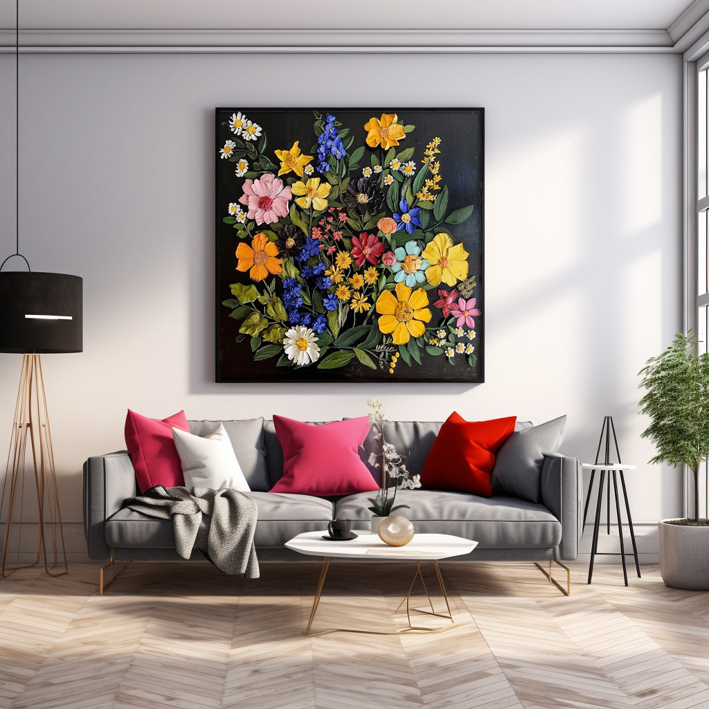Wall Art Impasto Botanical Floral Modern