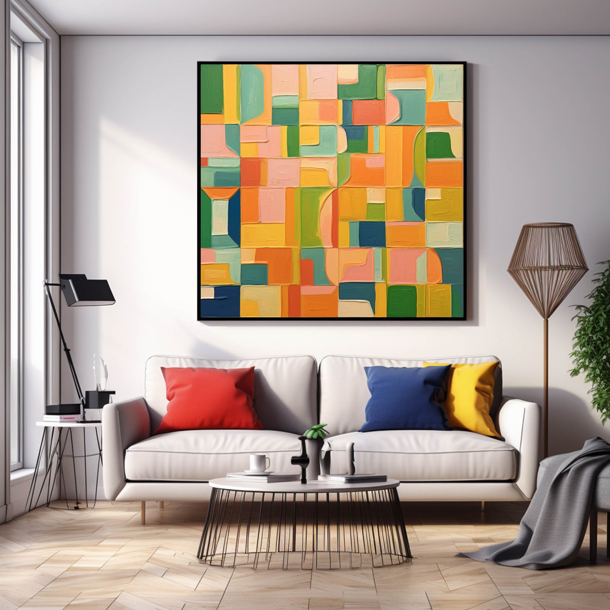 Wall Art Grid Abstract Modern Vibrant