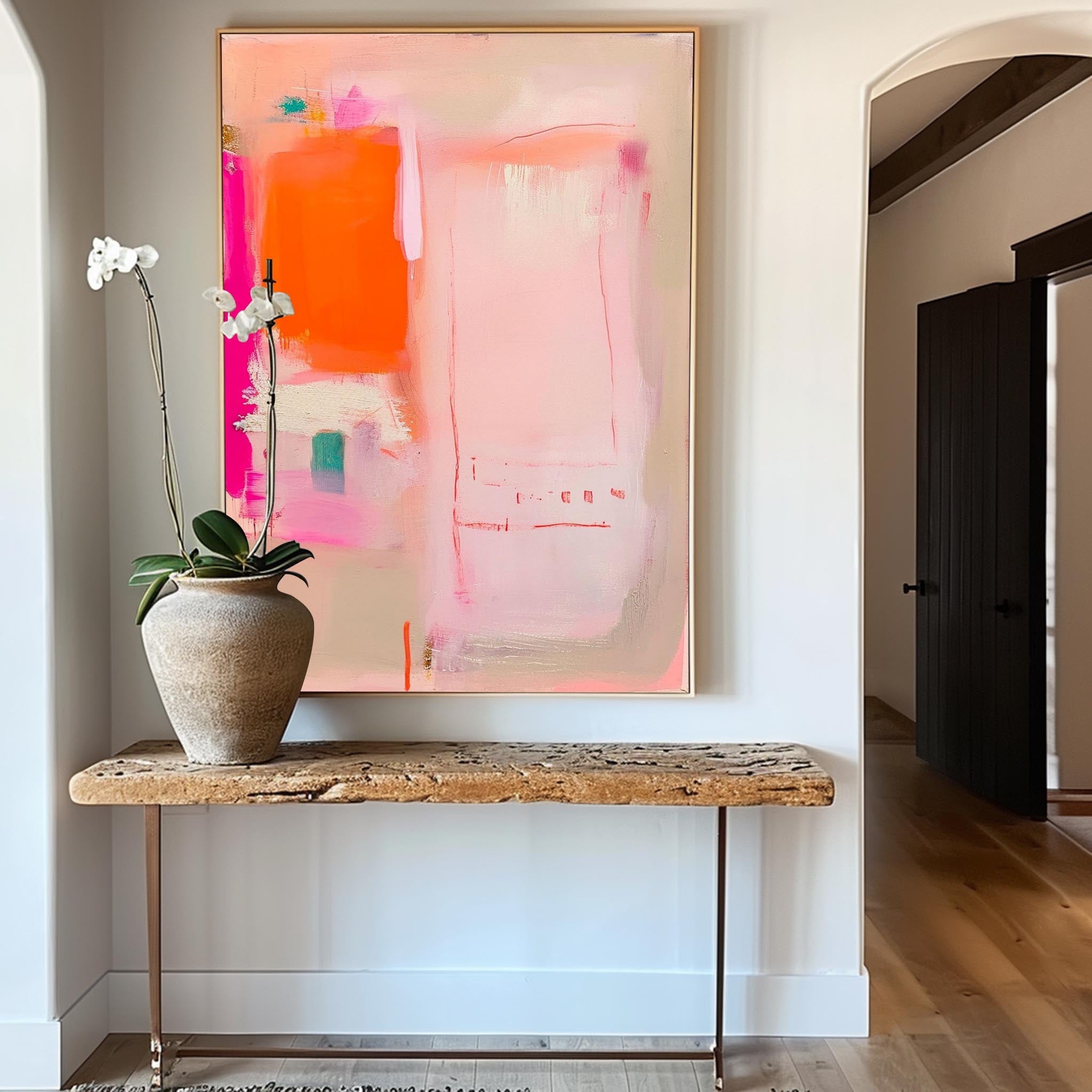 Pink Orange Abstract Canvas Wall Art
