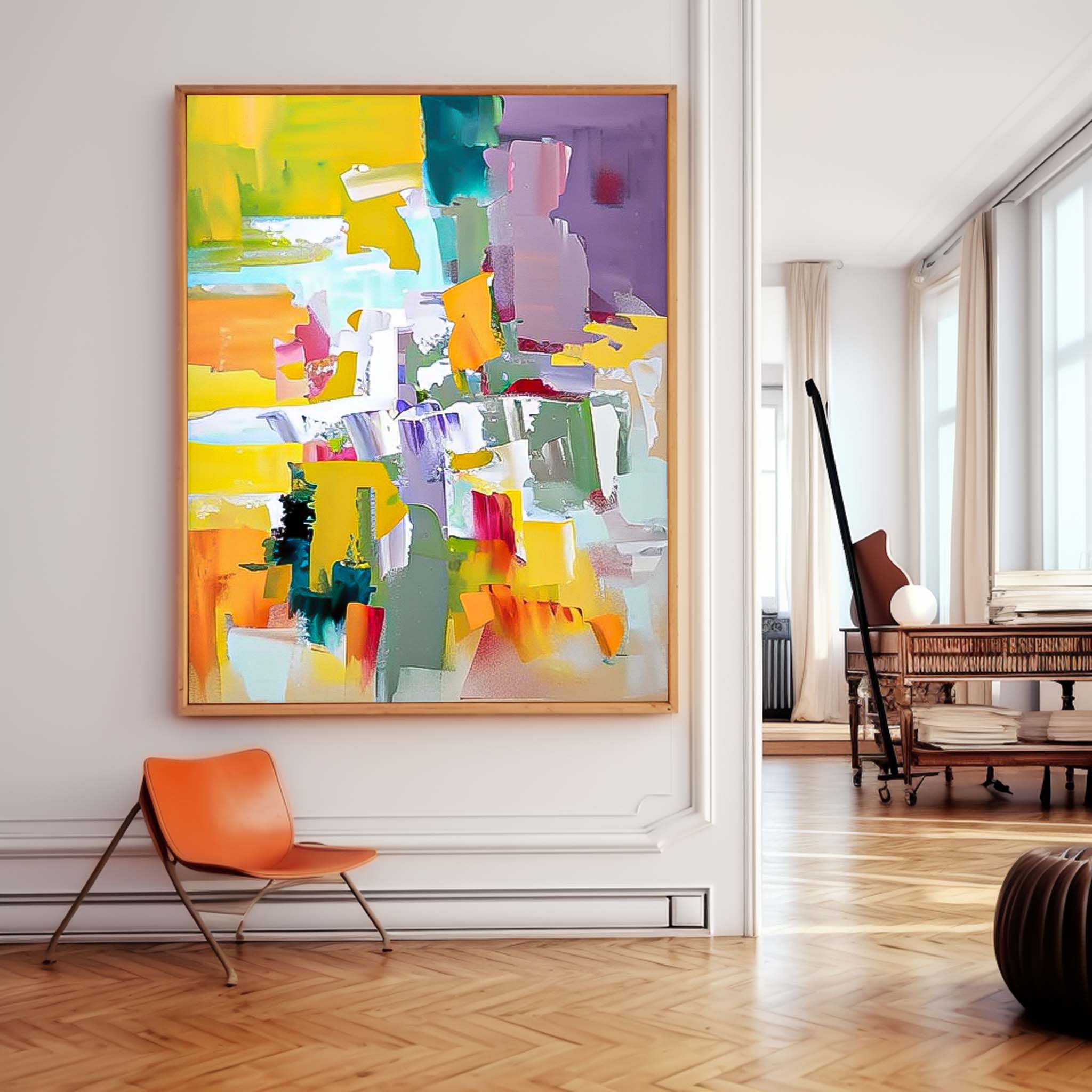 Wall Art Vivid Yellow Abstract Energetic Lively