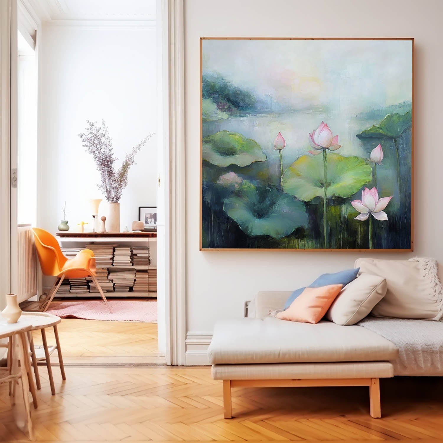 Wall Art Flower Serene Lotus Pond Tranquil