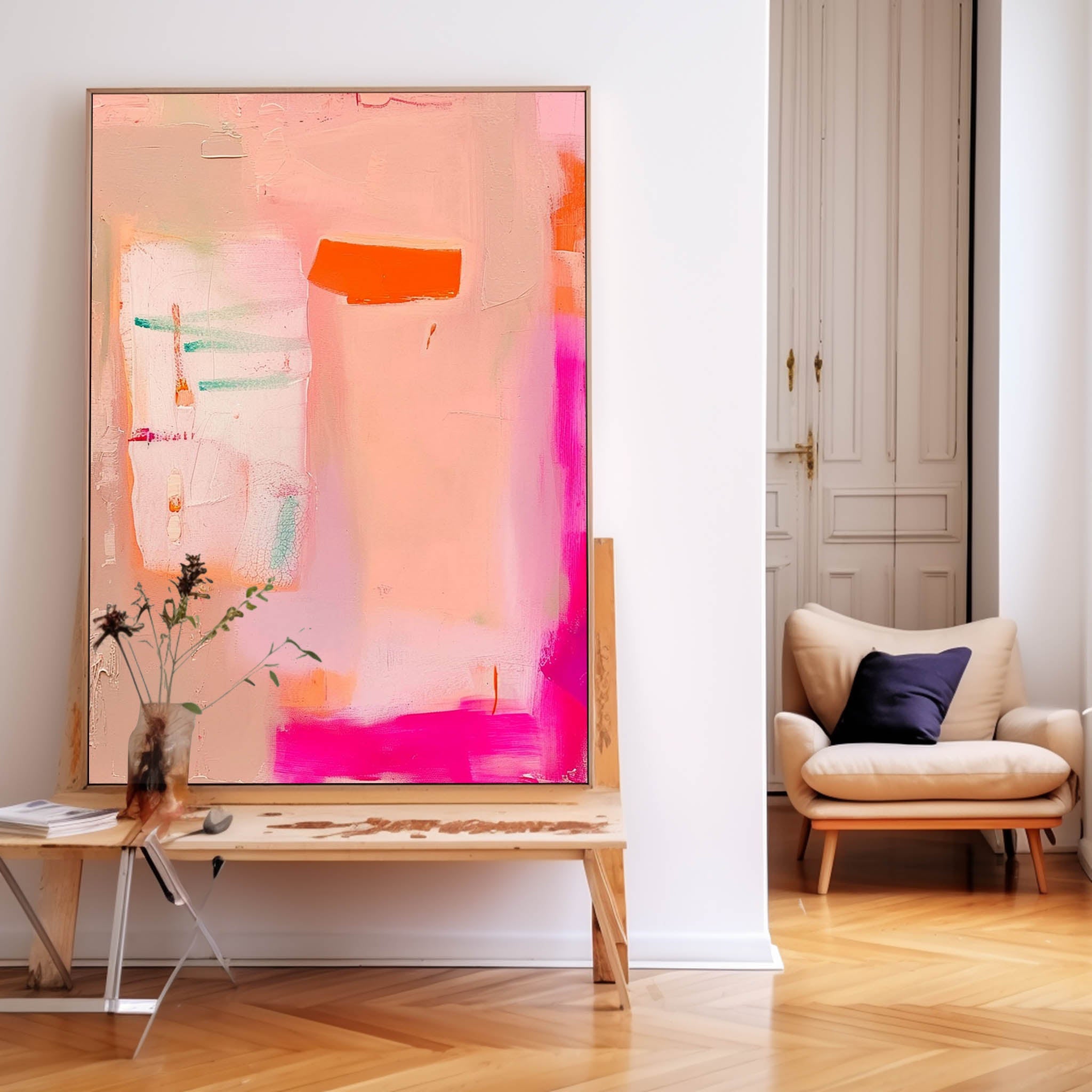 Wall Art Pastel Color Abstract Decor Impasto