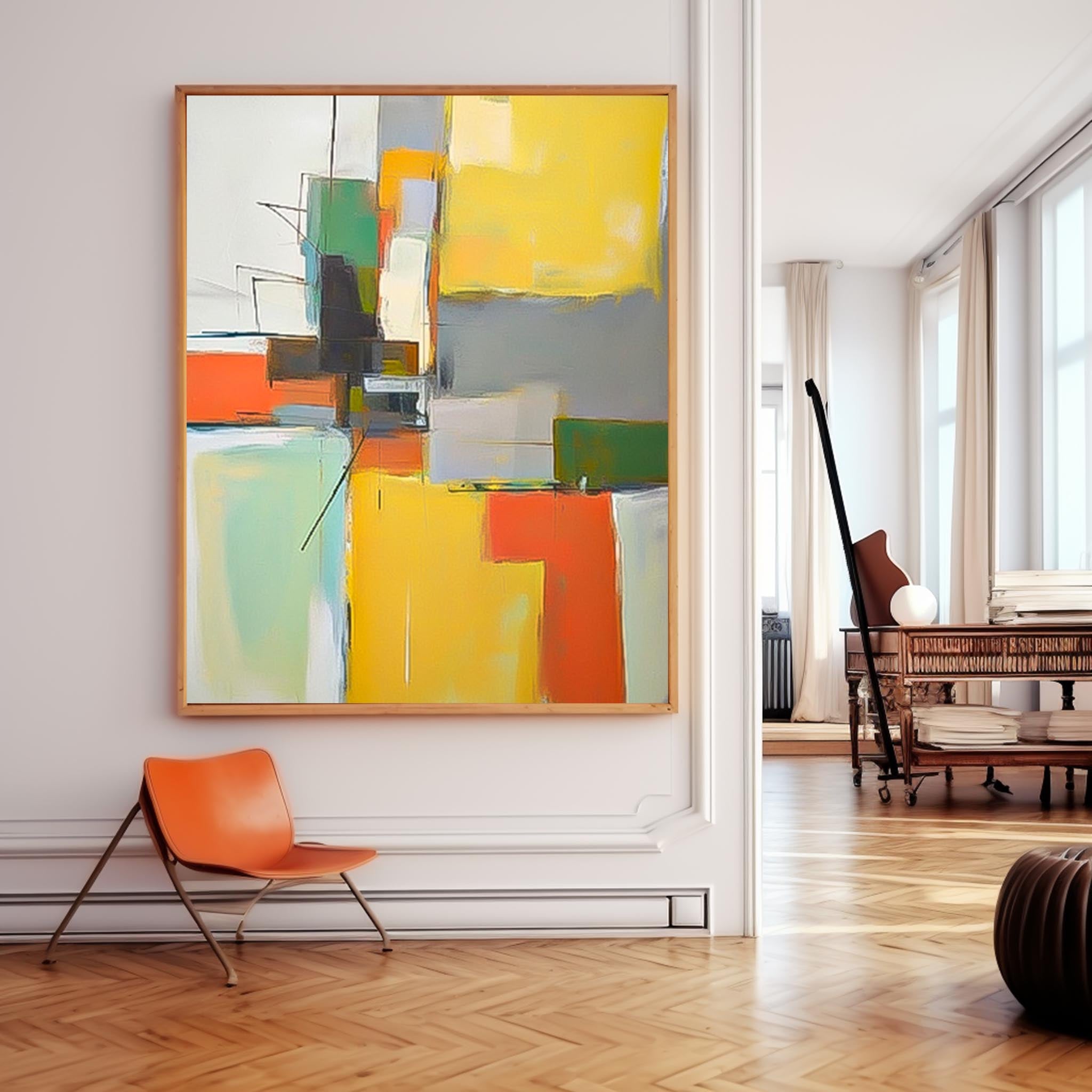 Wall Art Geometric Abstract Block Modern Soft