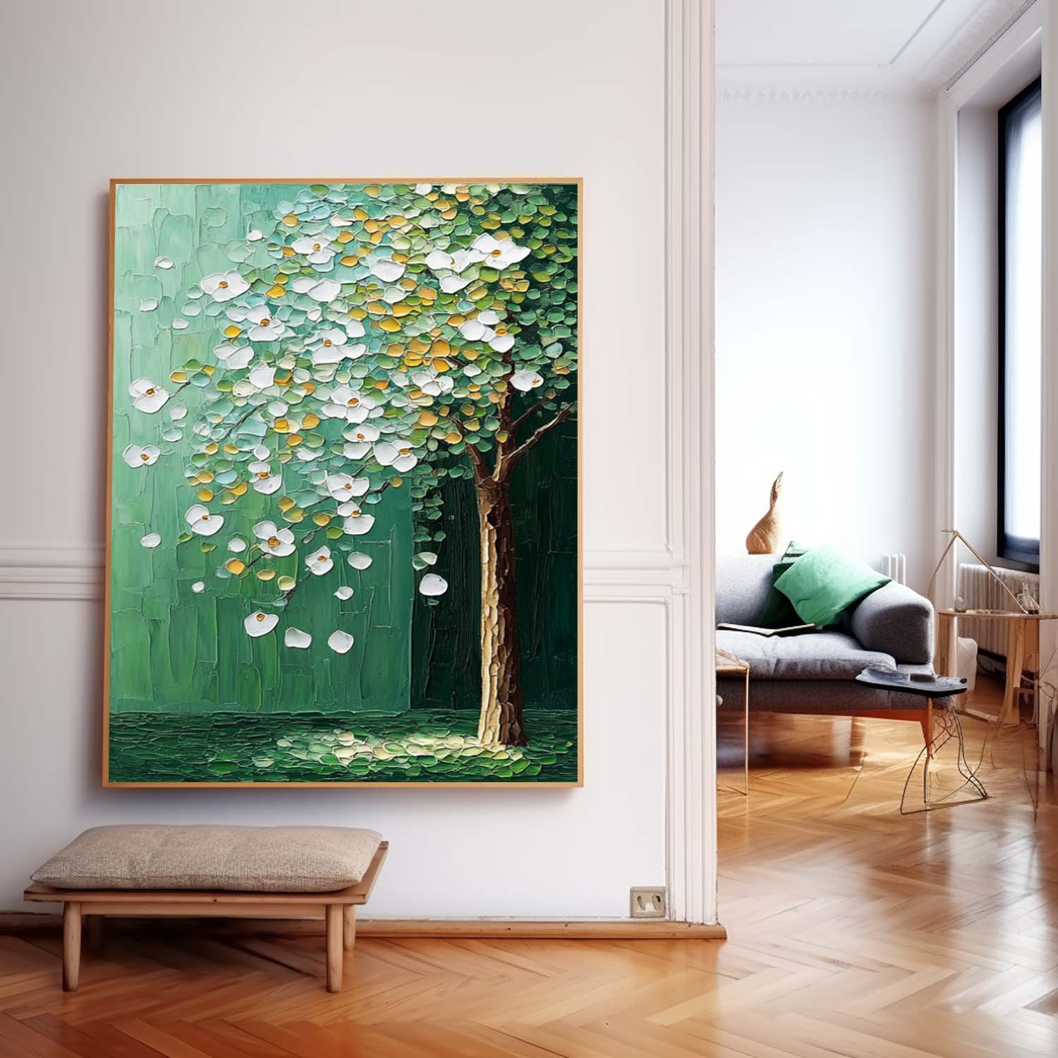 Wall Art White Blossom Tree Botanical Nature Vertical