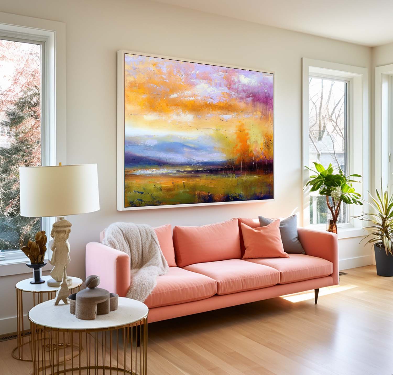 Wall Art Abstract Blending Soft Fresh Lake