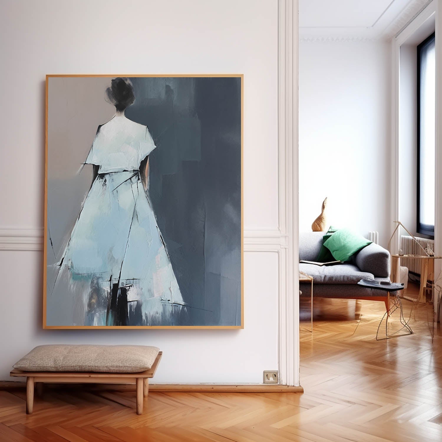 Cool Neutral Palette Lady Figurative Canvas Art