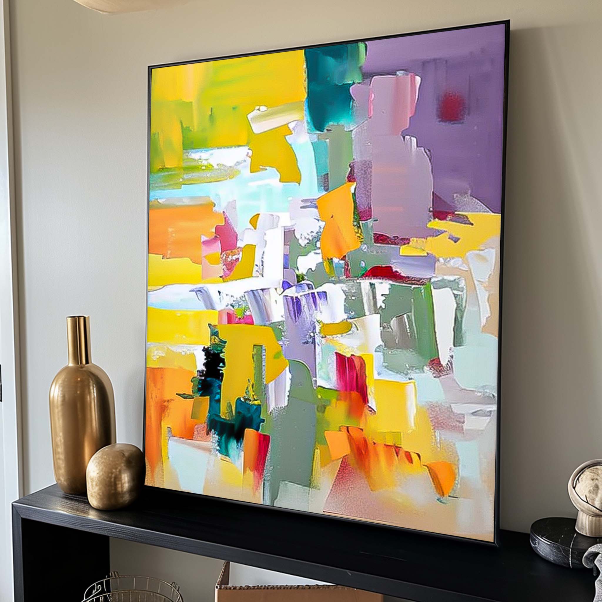 Wall Art Vivid Yellow Abstract Energetic Lively