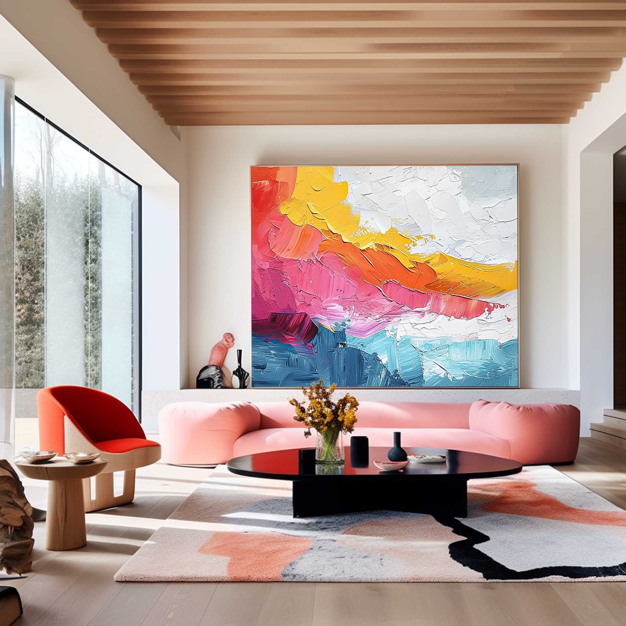 Vibrant Thick Textured Abstract Canvas Wall Art