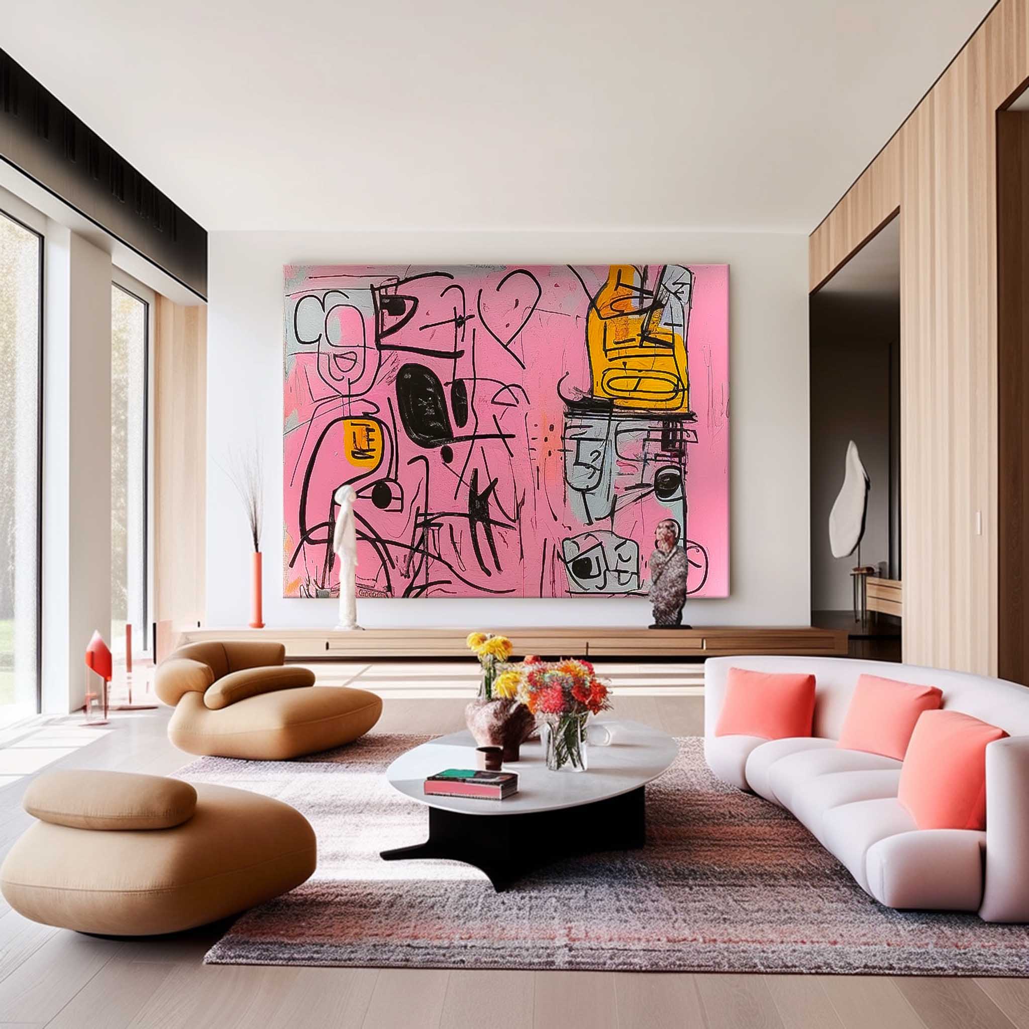 Pink Graffiti Abstract Canvas Wall Art