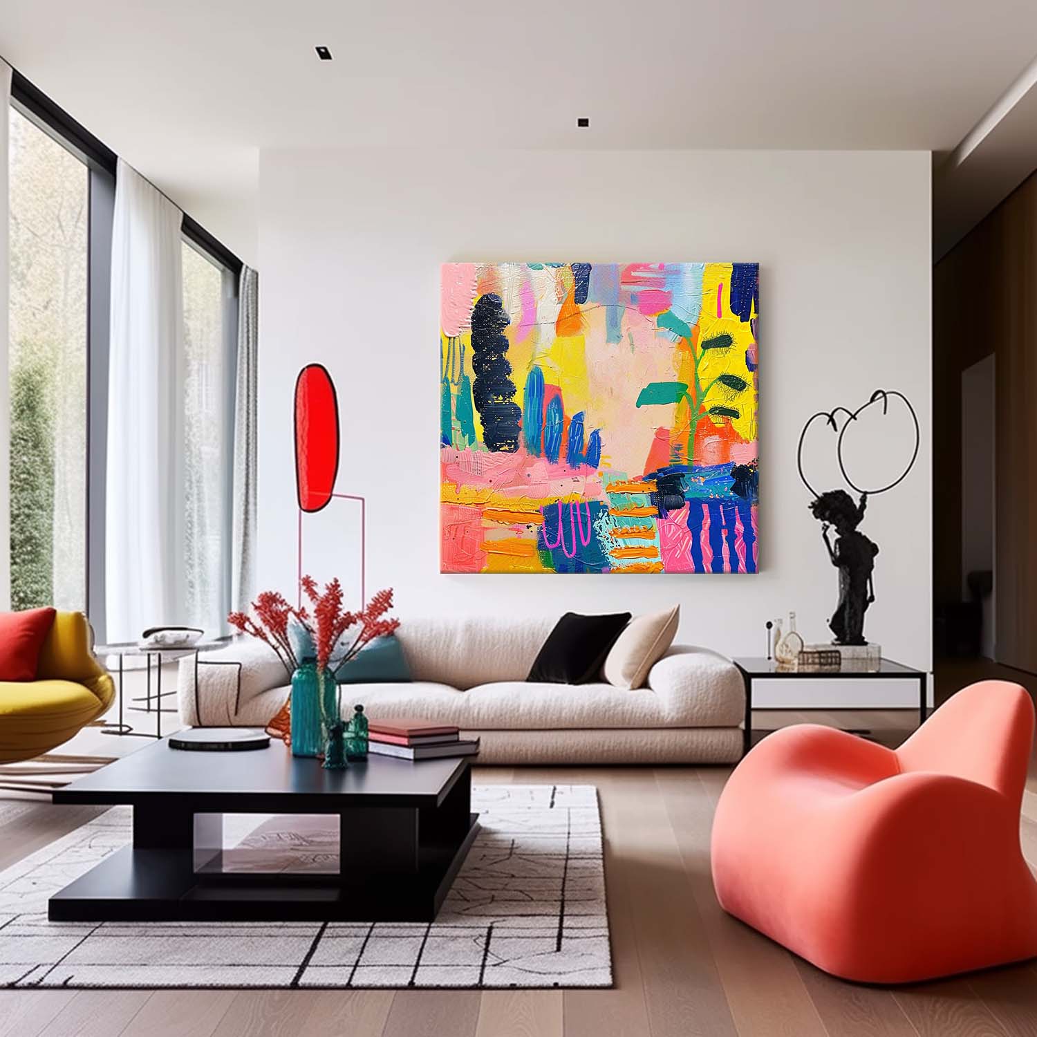 Wall Art Abstract Tropical Plant Playful