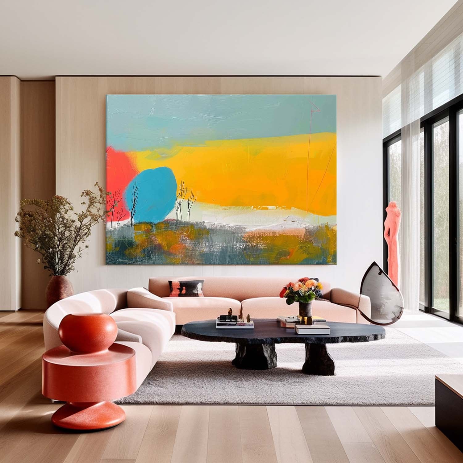 Wall Art Abstract Vibrant Painterly Layered