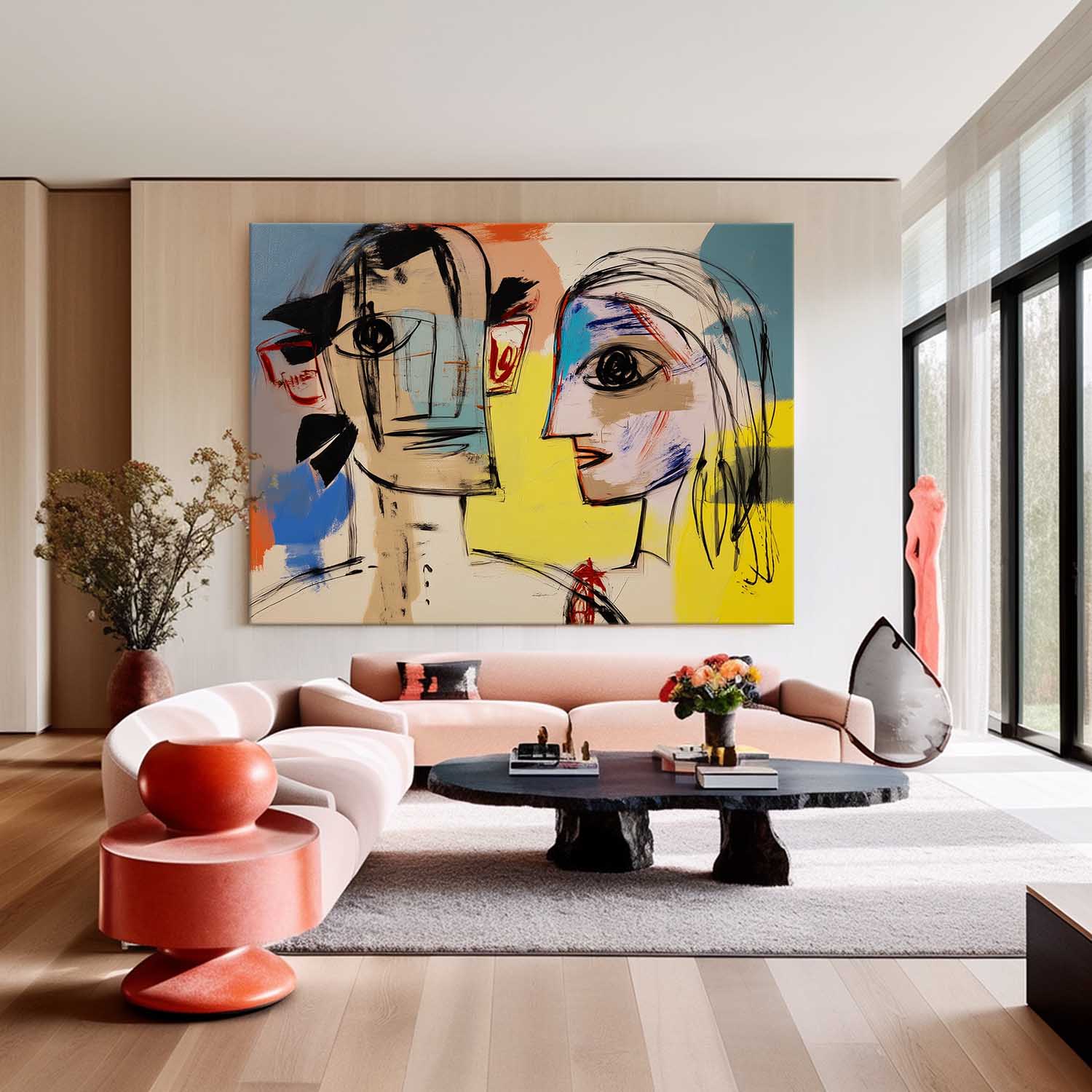 Wall Art Contemporary Cubist Figure Illustration