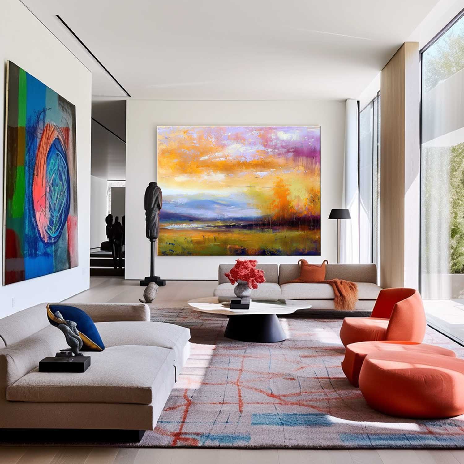 Wall Art Abstract Blending Soft Fresh Lake