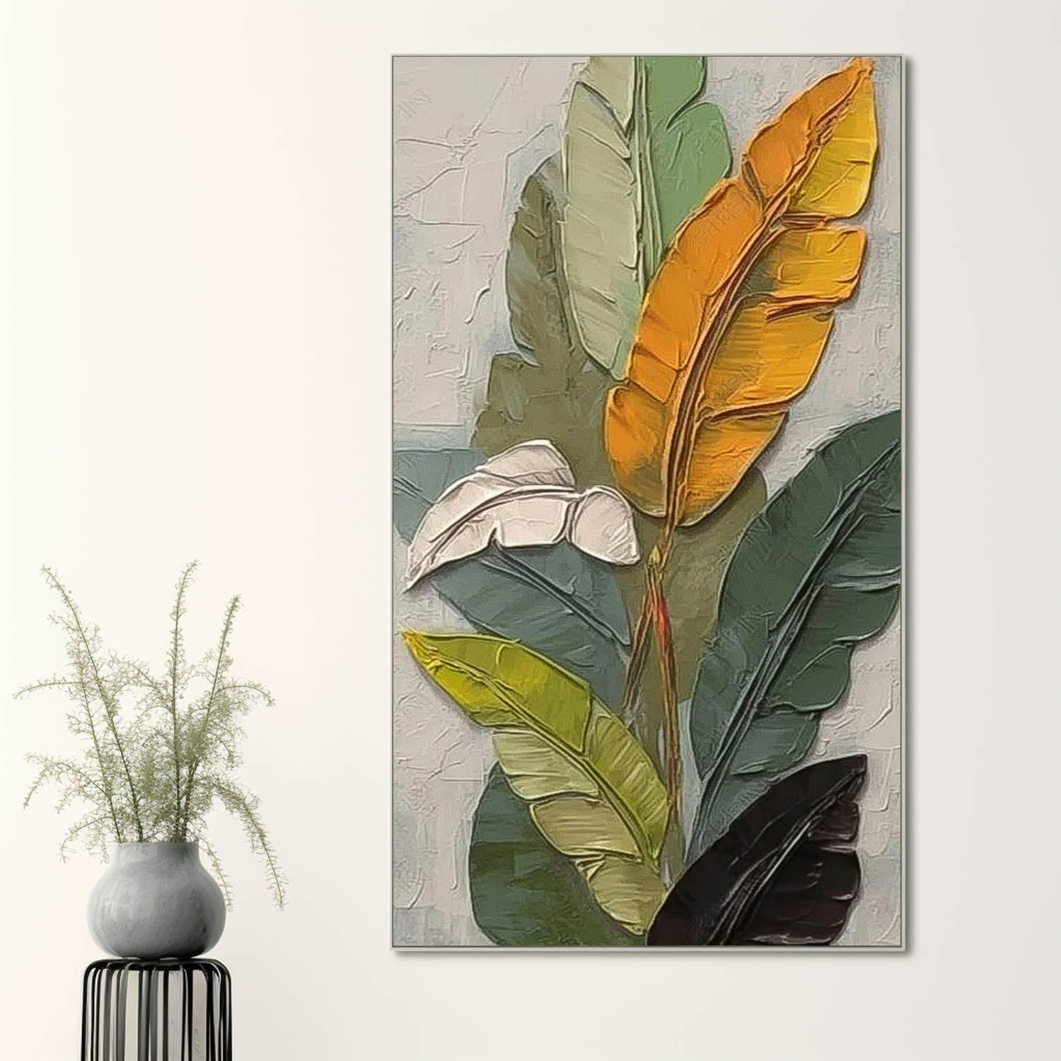 Wall Art Impasto Tropical Banana Leaf