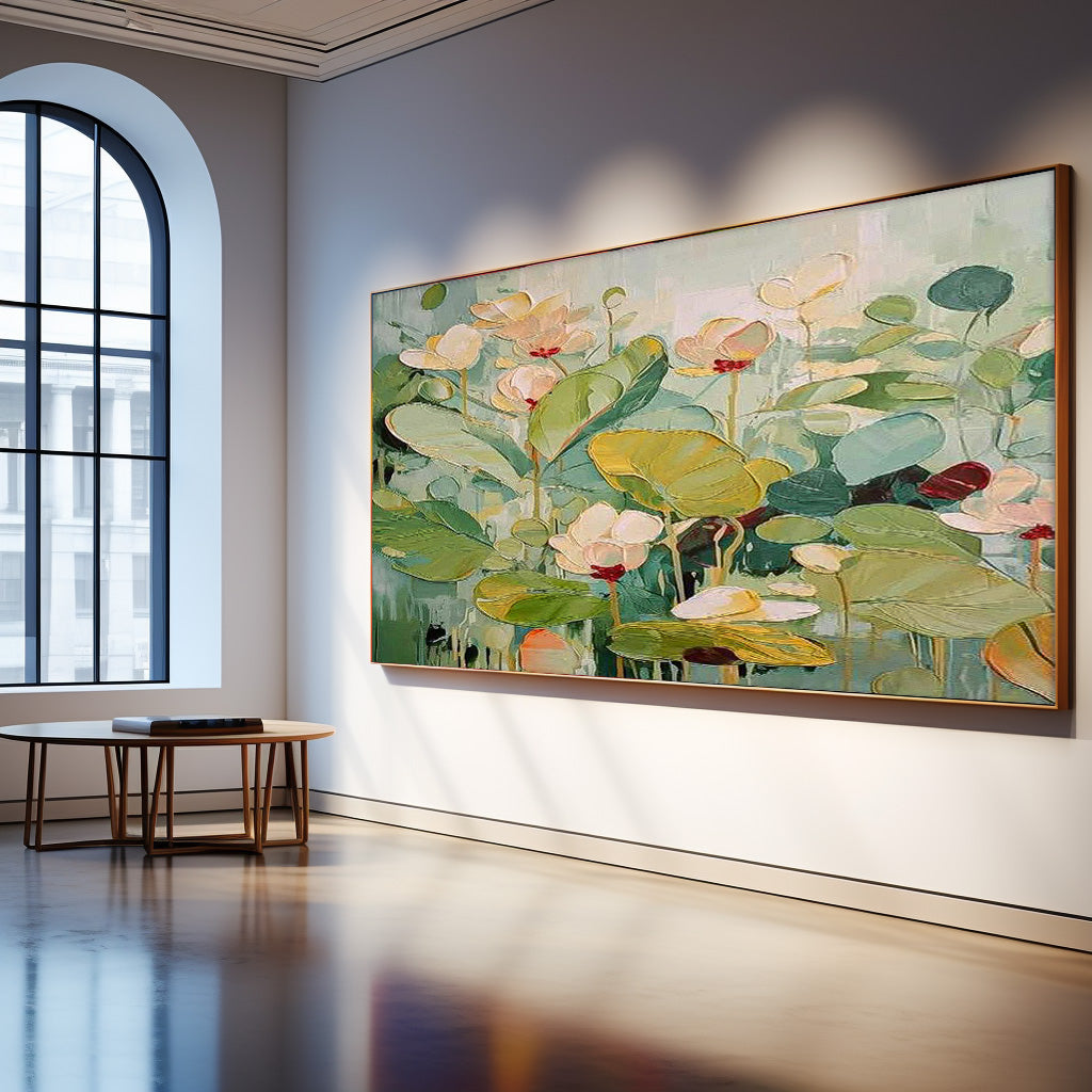 Wall Art Impasto Soft Lotus Pond Floral