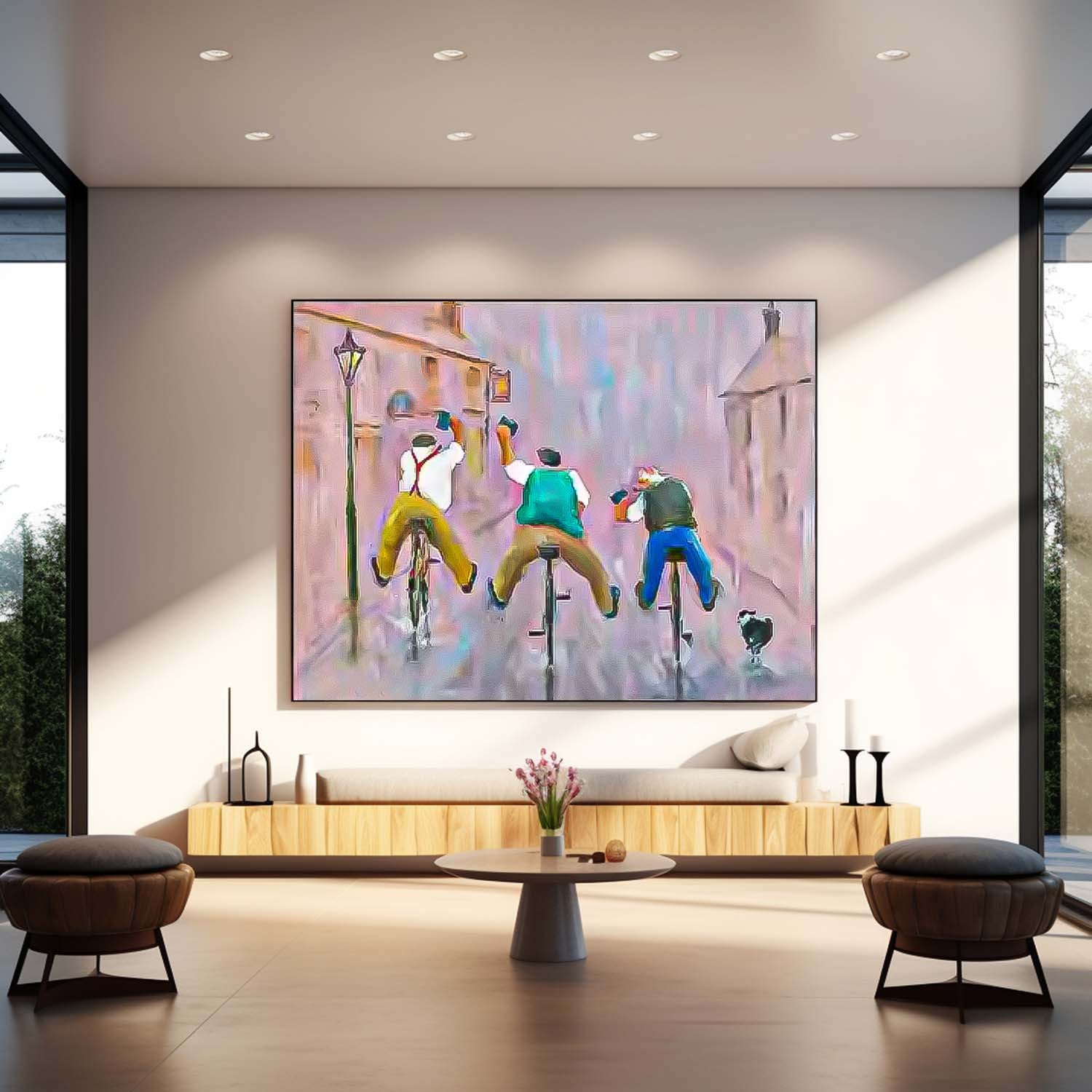 Wall Art Rainy Street People Joyful Design