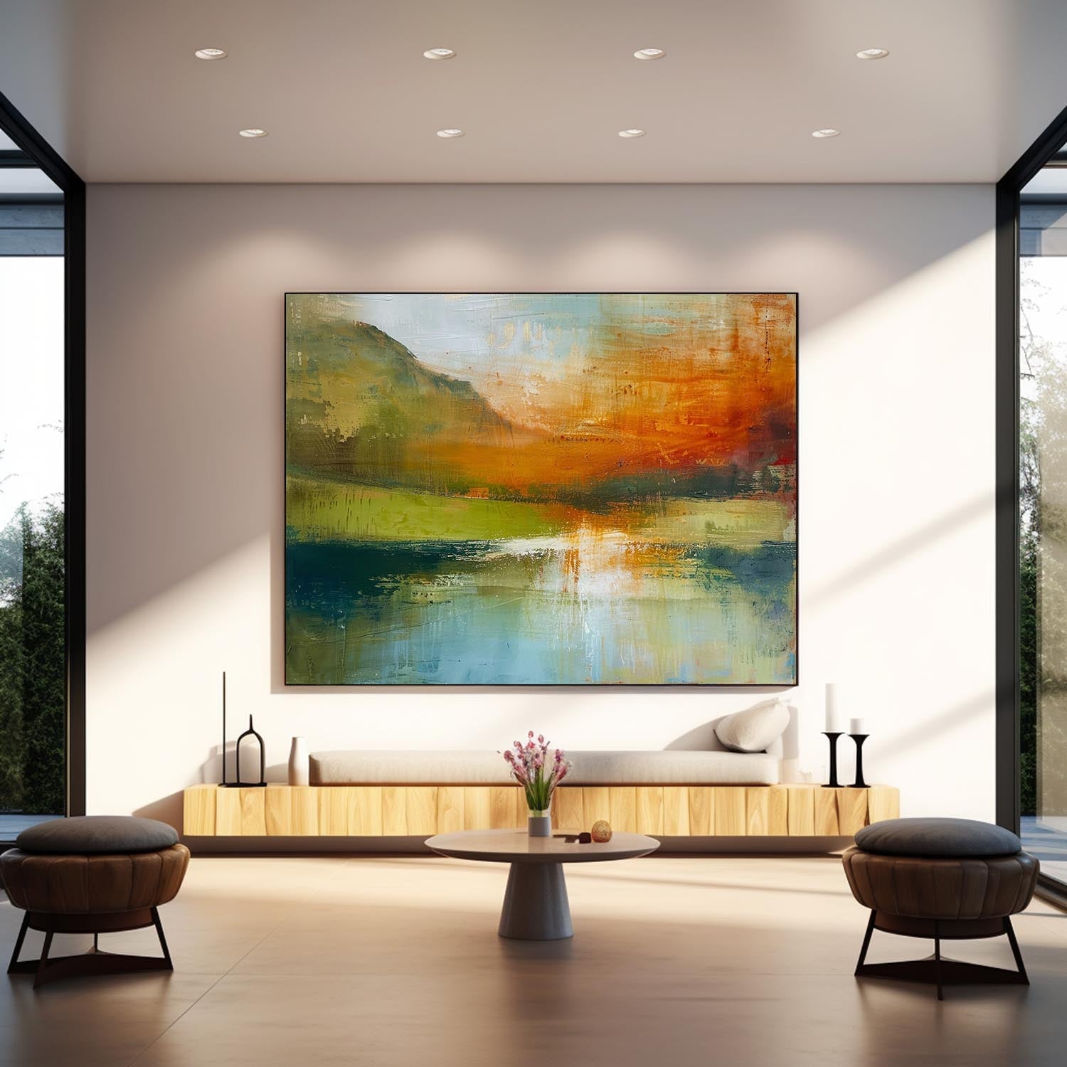 Wall Art Abstract Impressionist Soft Tone Mountain