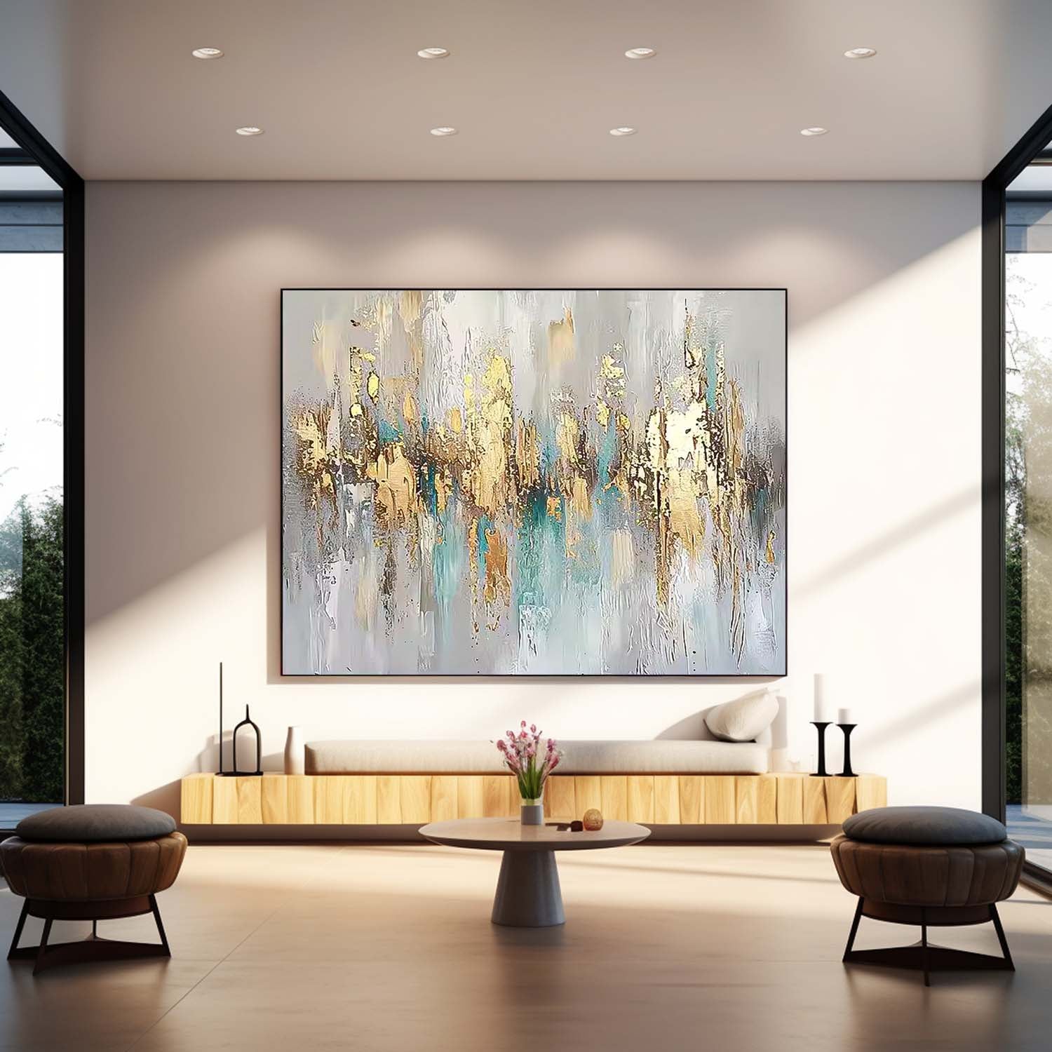 Wall Art Impasto Abstract Metallic Elegant