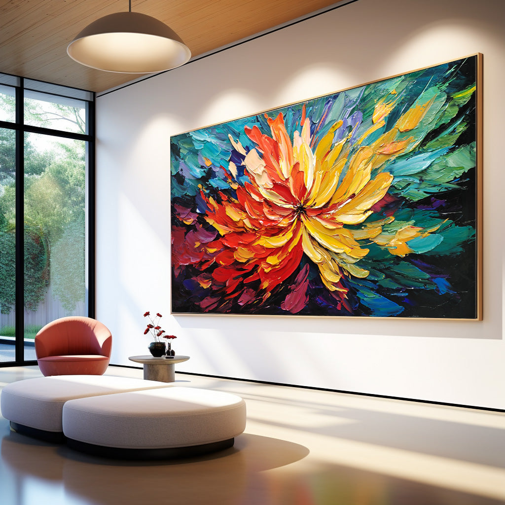 Vibrant Colorful Floral Textured Canvas Wall Art