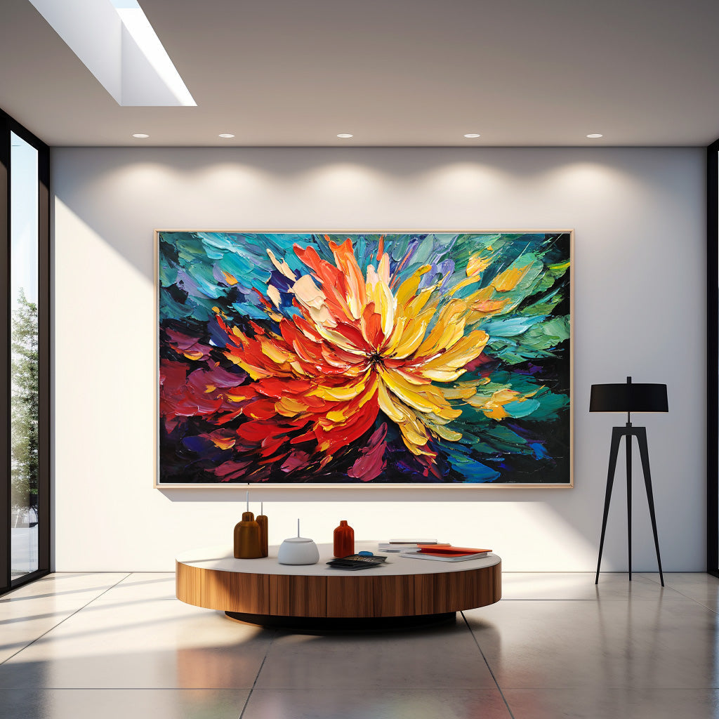 Vibrant Colorful Floral Textured Canvas Wall Art