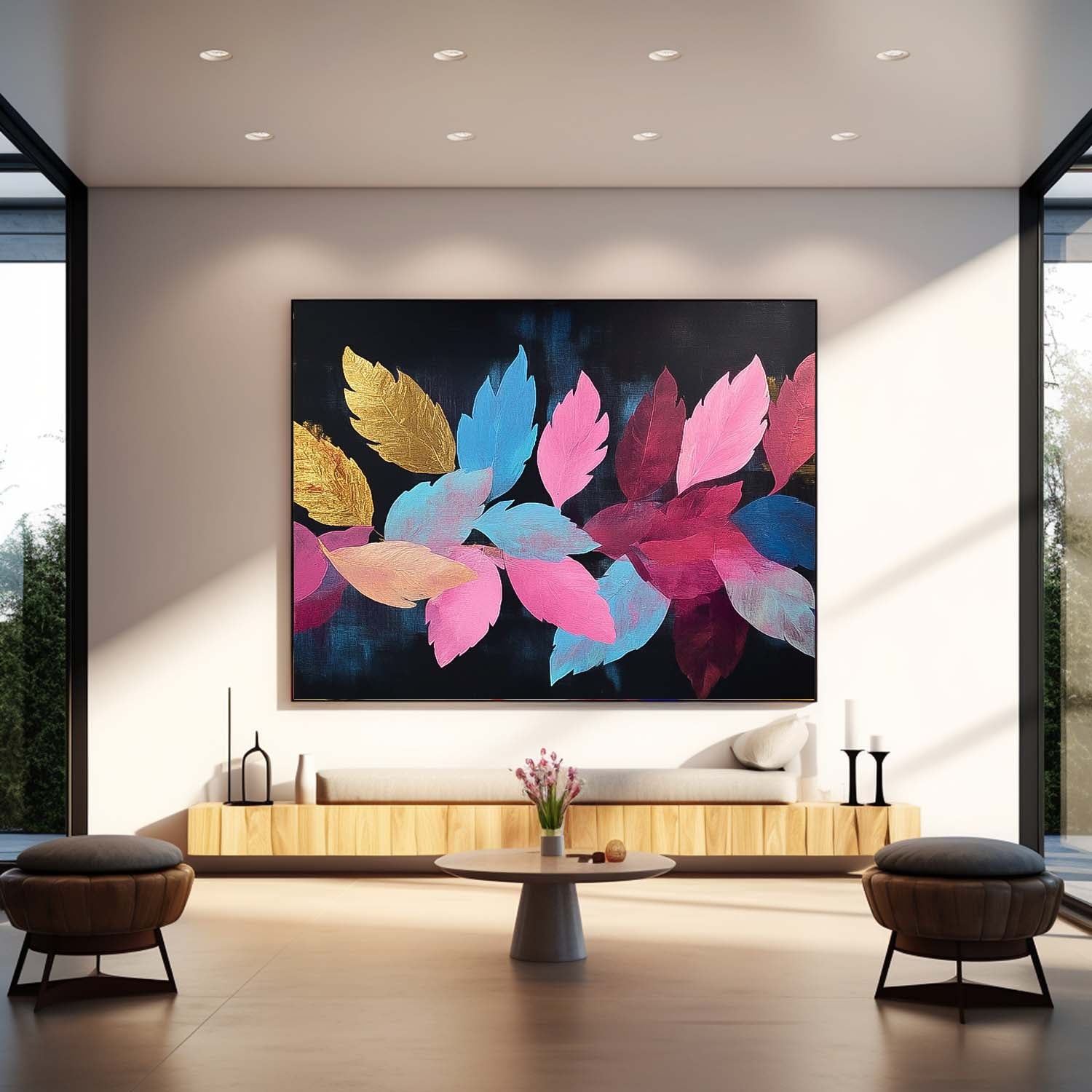 Wall Art Flower Design Colorful Leaf