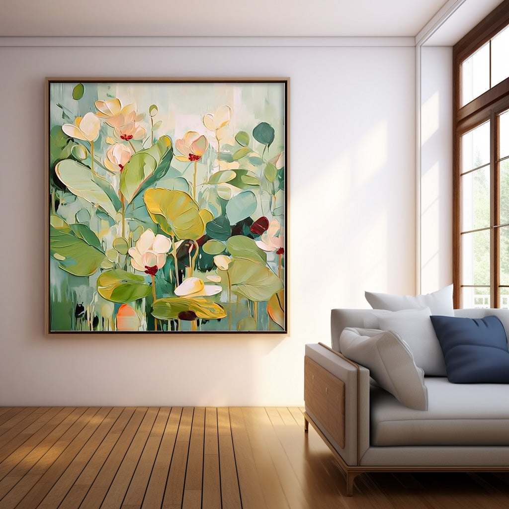 Wall Art Gentle Lotus Flower Large Leaf Botanical
