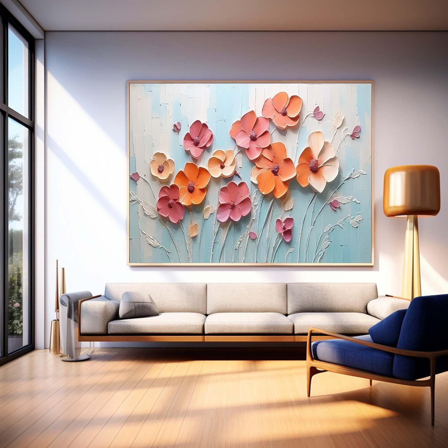 Wall Art Impasto Flower Contemporary Modern