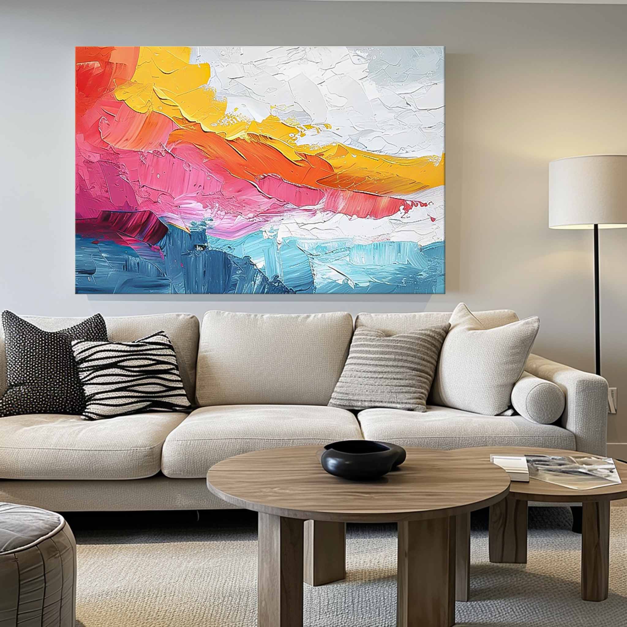 Vibrant Thick Textured Abstract Canvas Wall Art