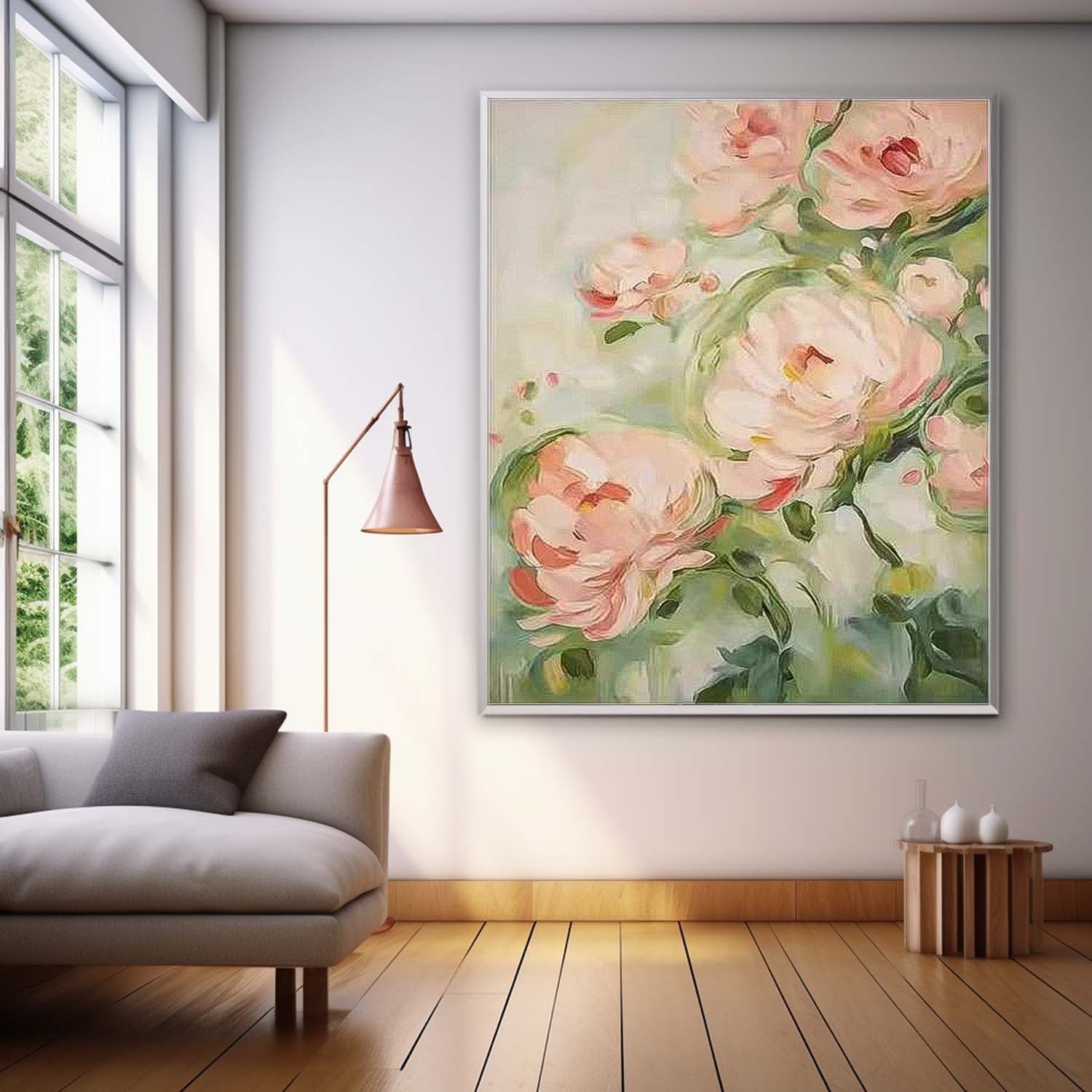 Soft Pink Peony Floral Canvas Wall Art