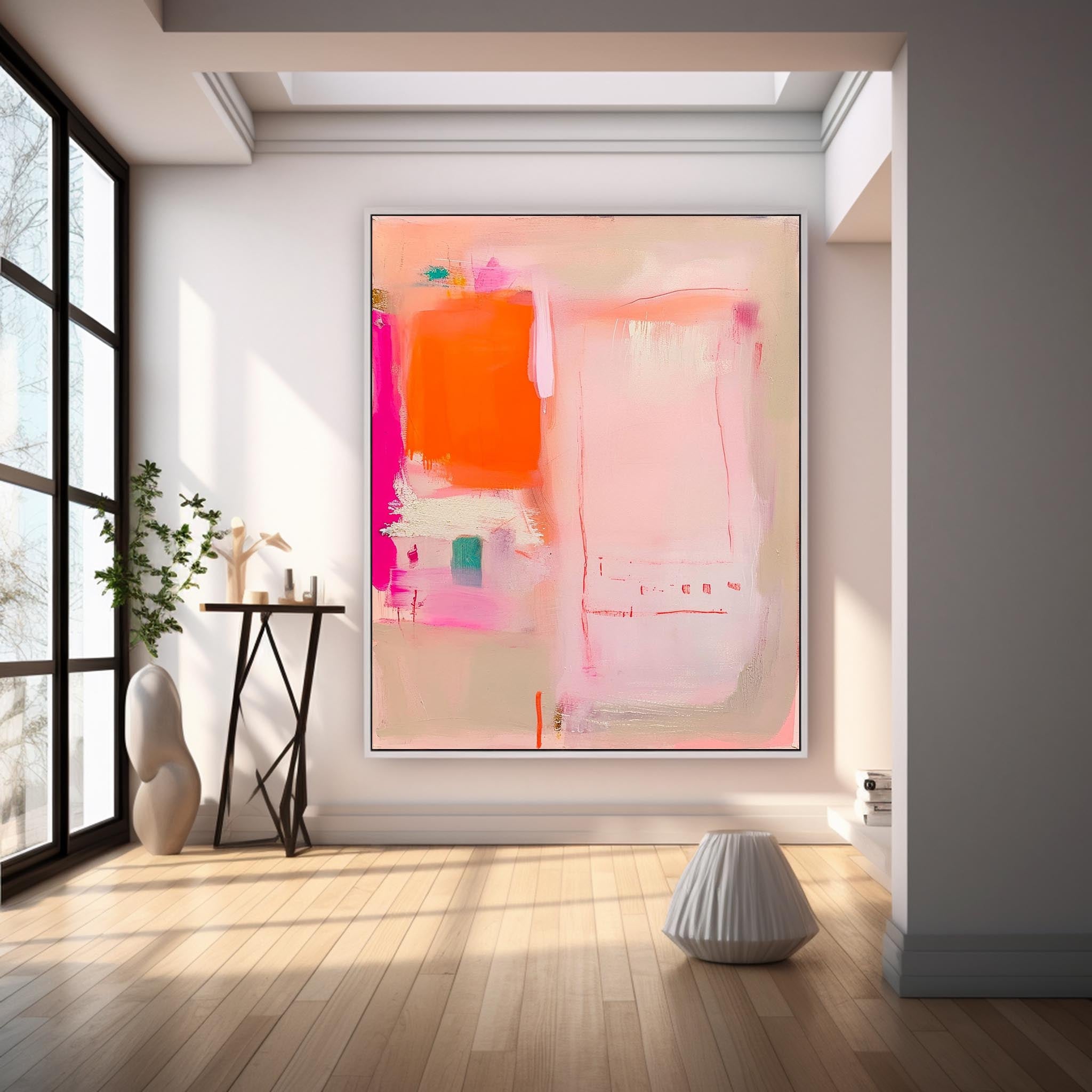 Pink Orange Abstract Canvas Wall Art