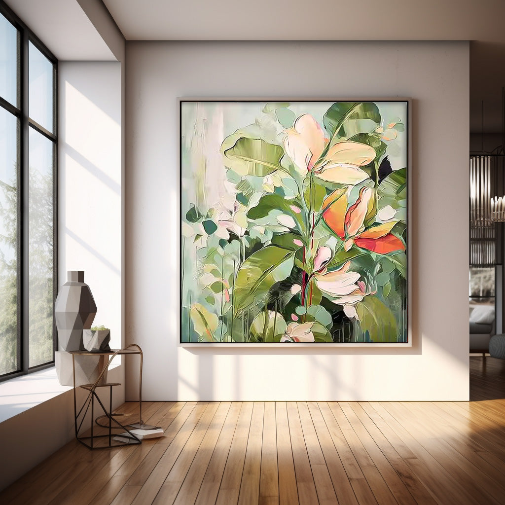 Wall Art Pastel Magnolia Floral Foliage