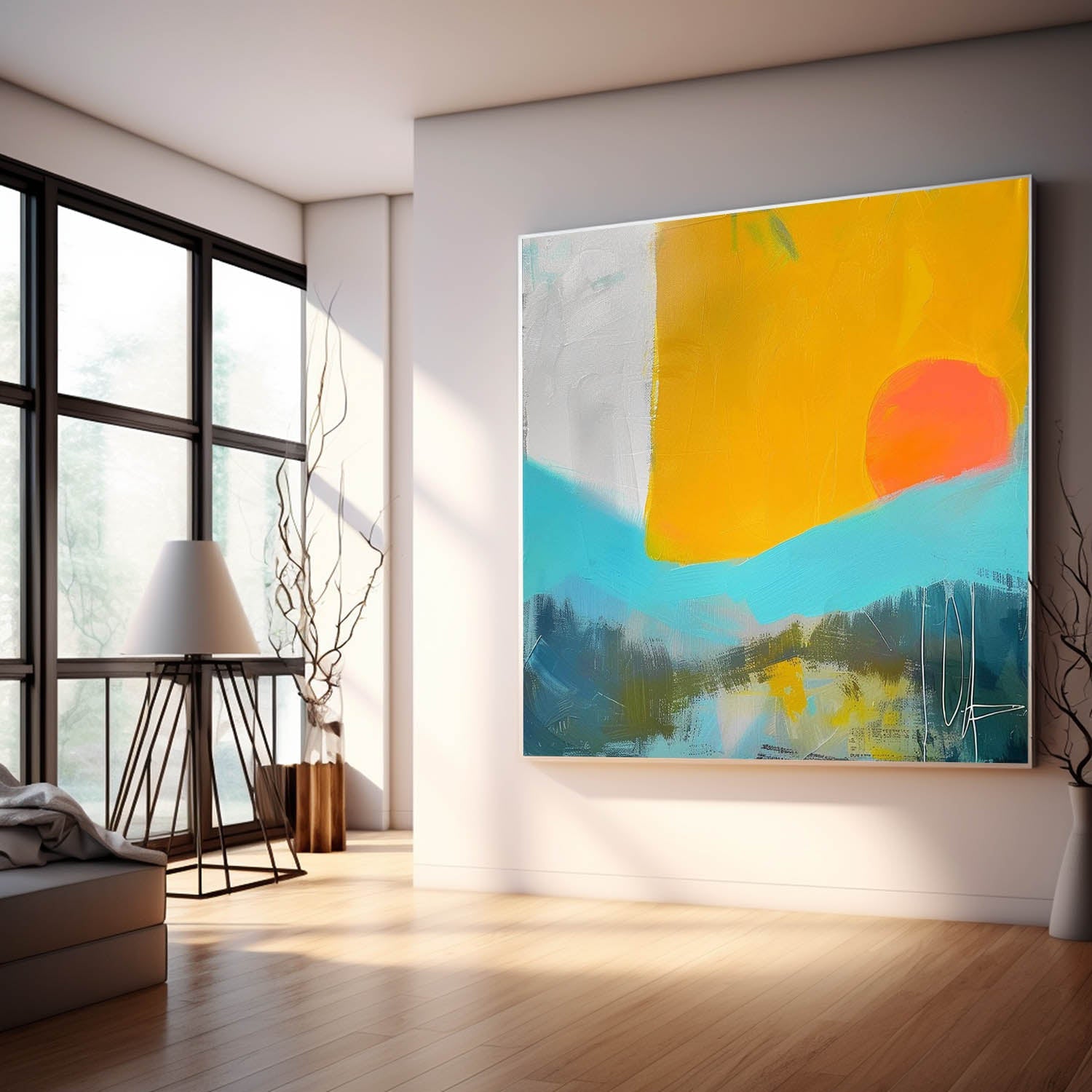 Wall Art Abstract Geometric Block Serene