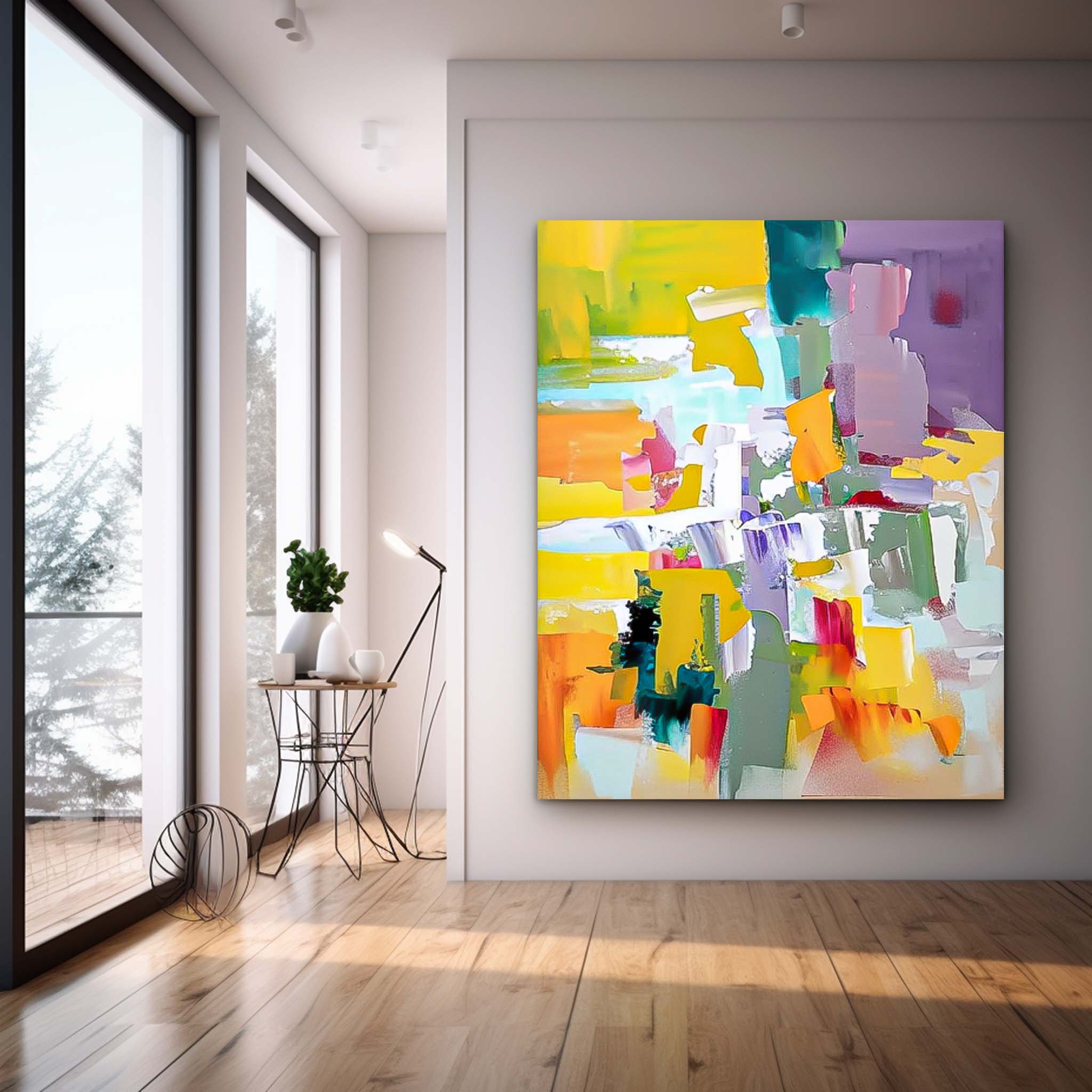 Wall Art Vivid Yellow Abstract Energetic Lively