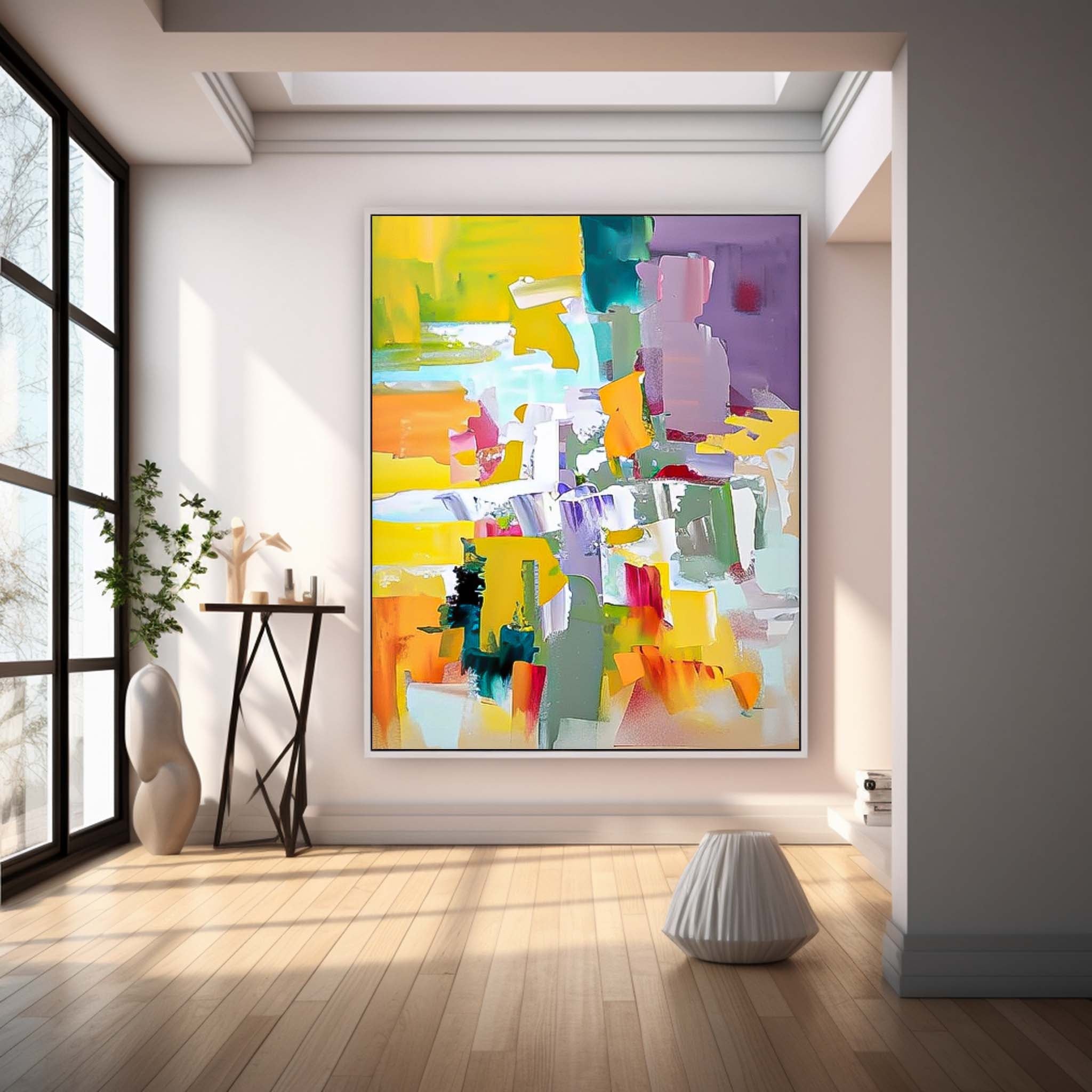Wall Art Vivid Yellow Abstract Energetic Lively