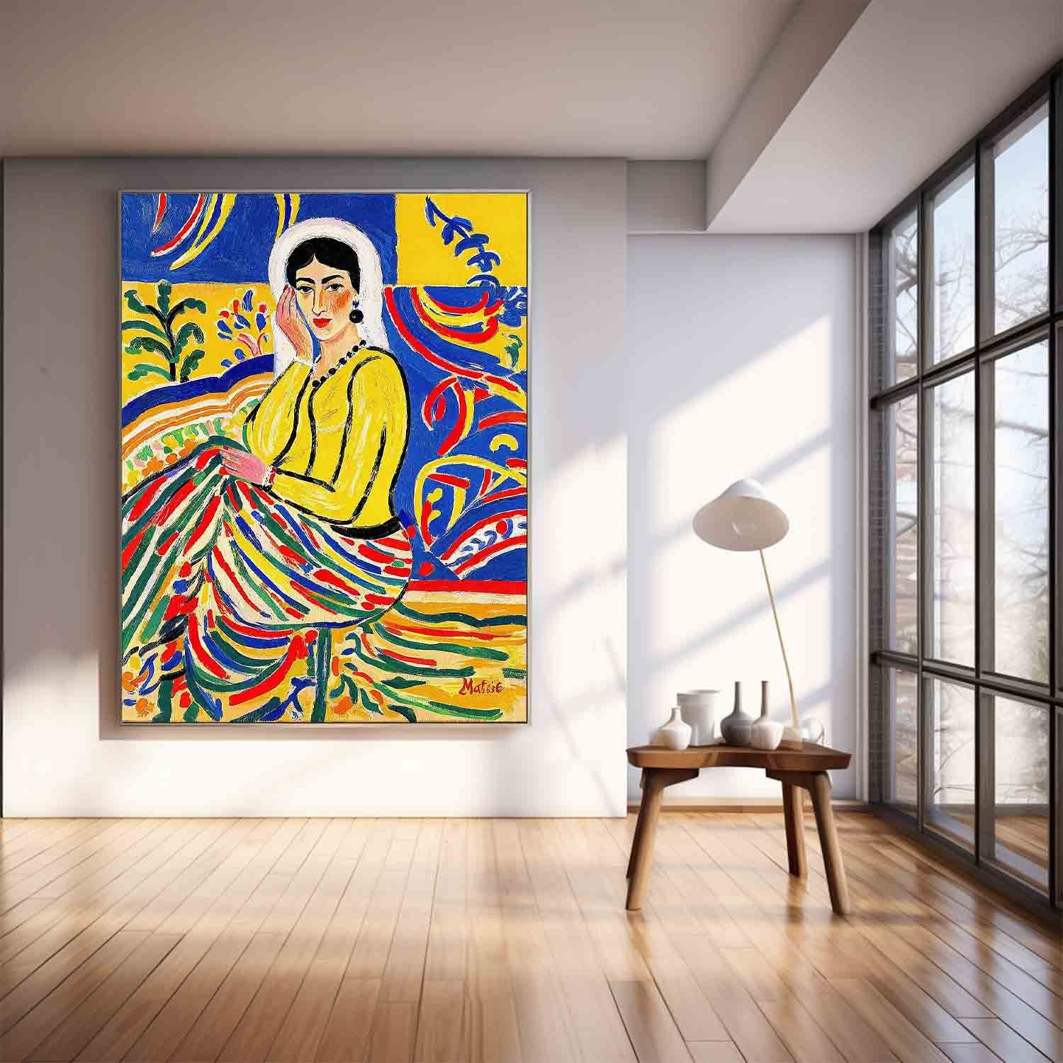 Fauvist Portrait Painting Vibrant Yellow & Blue