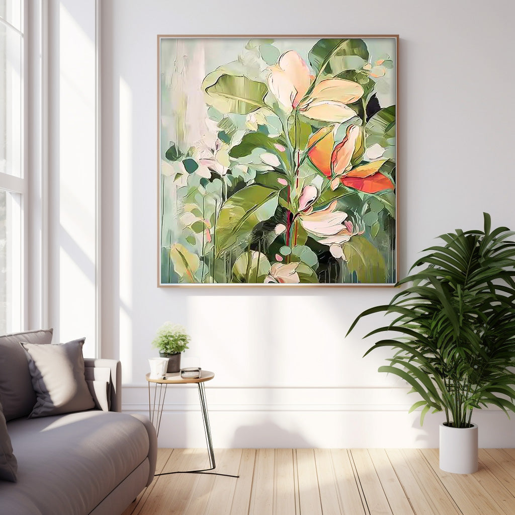 Wall Art Pastel Magnolia Floral Foliage