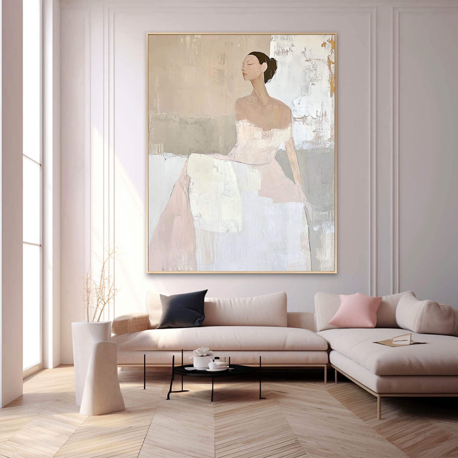 Neutral Muted‑Tone Ballerina Figure Wall Art
