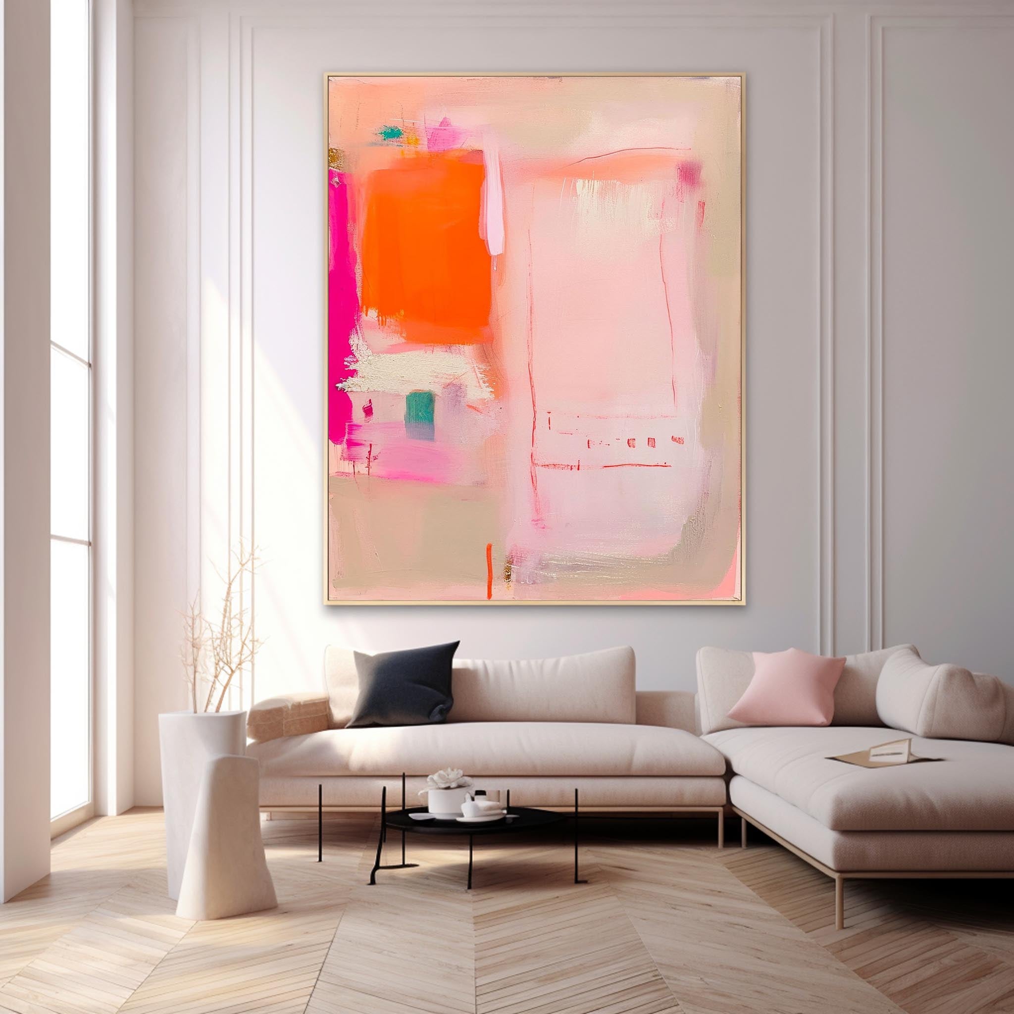 Pink Orange Abstract Canvas Wall Art