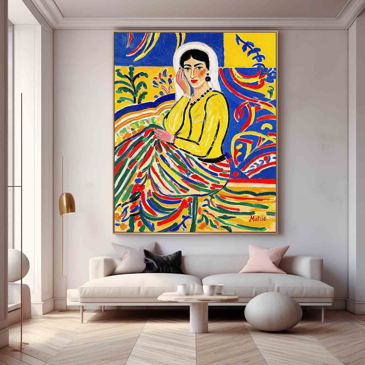 Fauvist Portrait Painting Vibrant Yellow & Blue